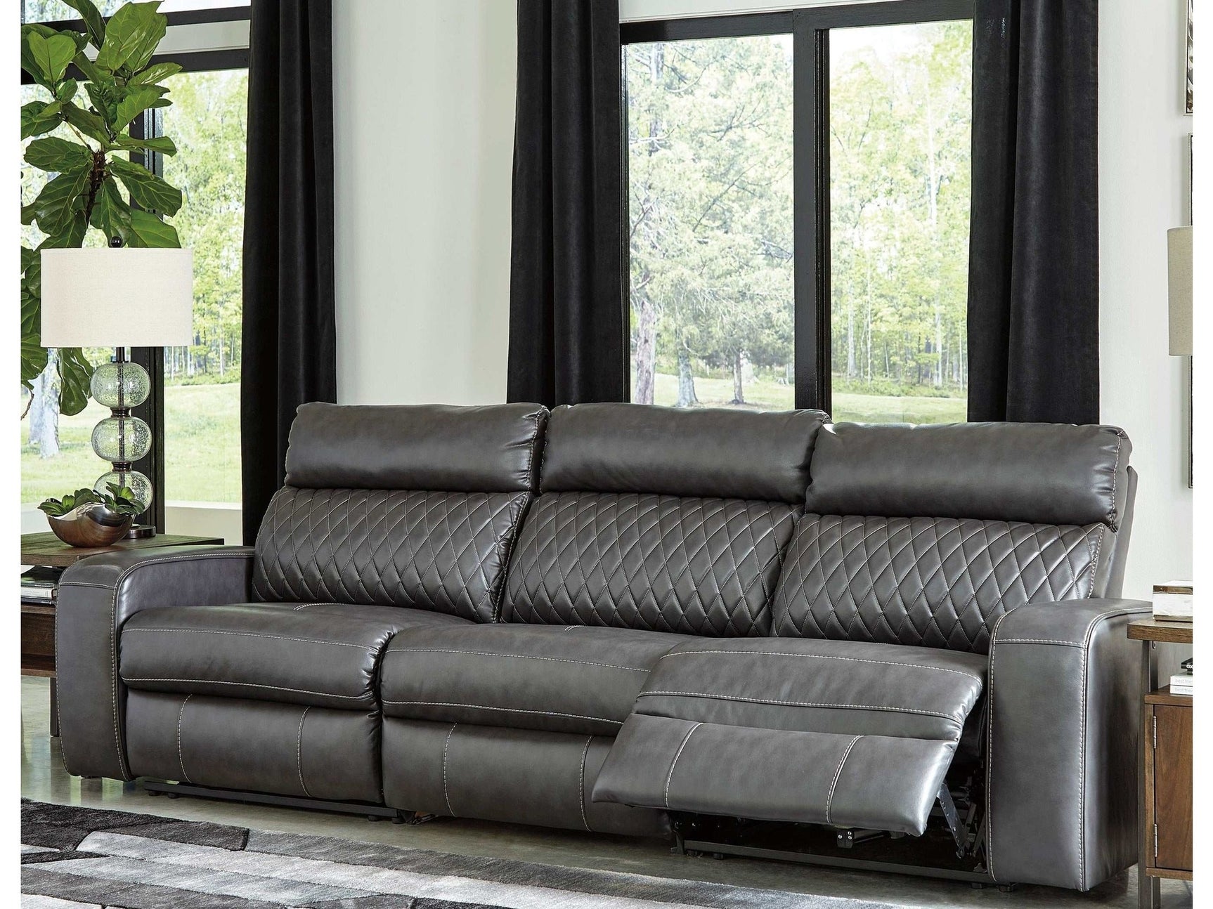 Samperstone Gray 3pc Power Reclining Sectional - Ornate Home