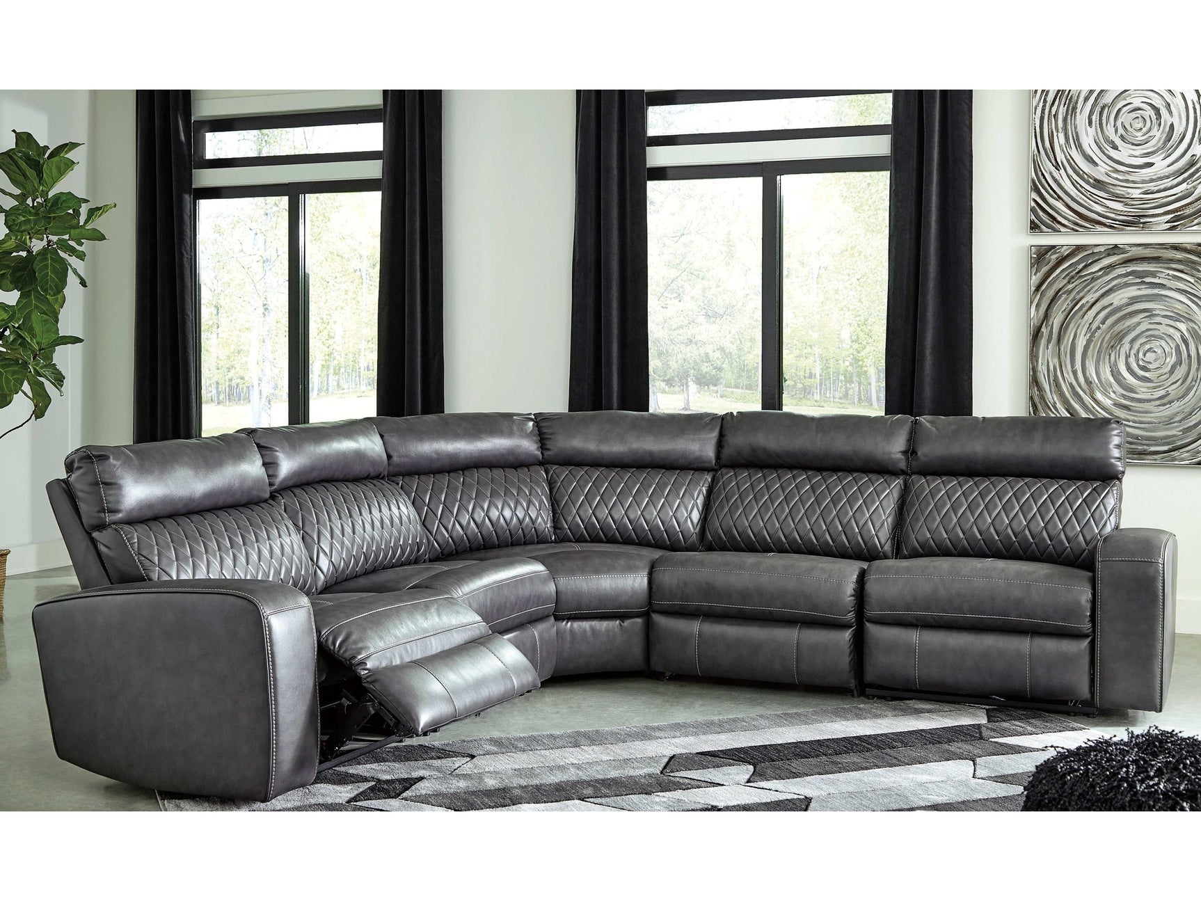 Samperstone Gray 5pc Power Reclining Sectional - Ornate Home