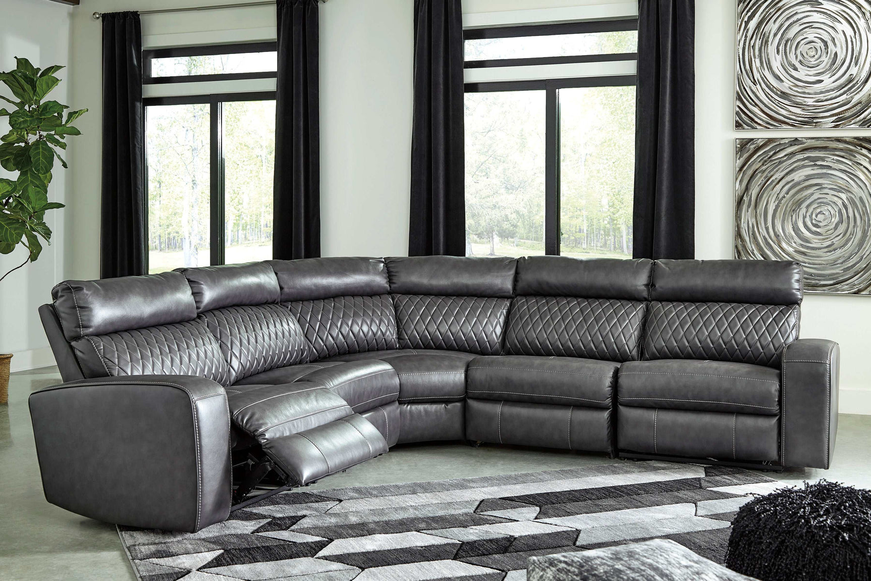Samperstone Gray 5pc Power Reclining Sectional - Ornate Home