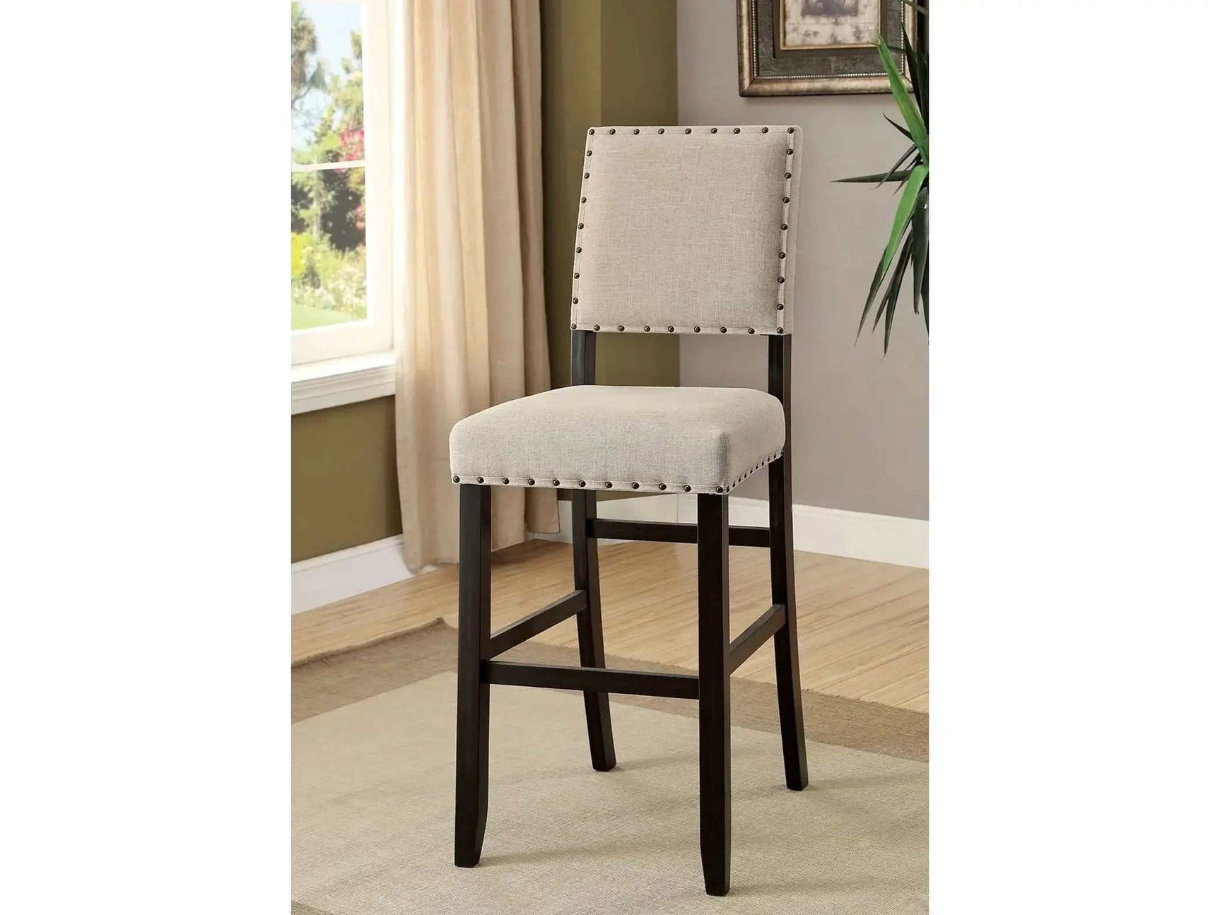 Sania Antique Black & Beige Bar Chair (Set of 2) - Ornate Home