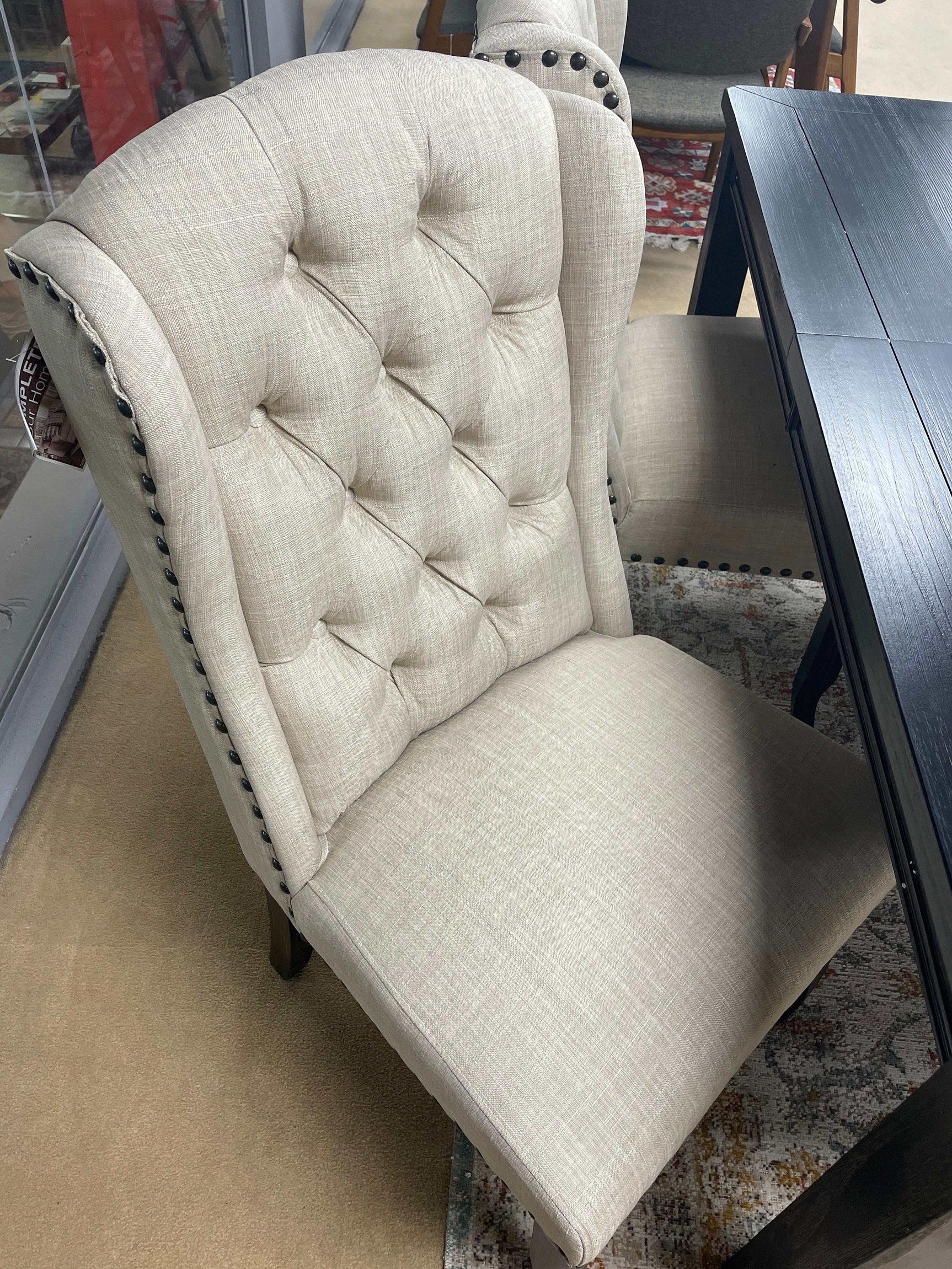 Sania III Black & Beige 6pc Dining Room Set w/ Bench - Ornate Home