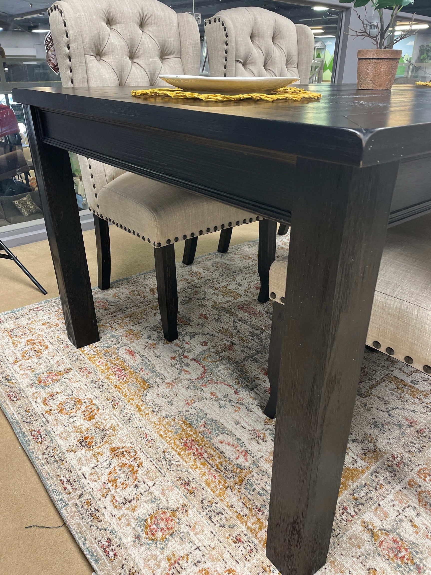 Sania III Black Rectangular Dining Table w/ 18" Leaf - Ornate Home