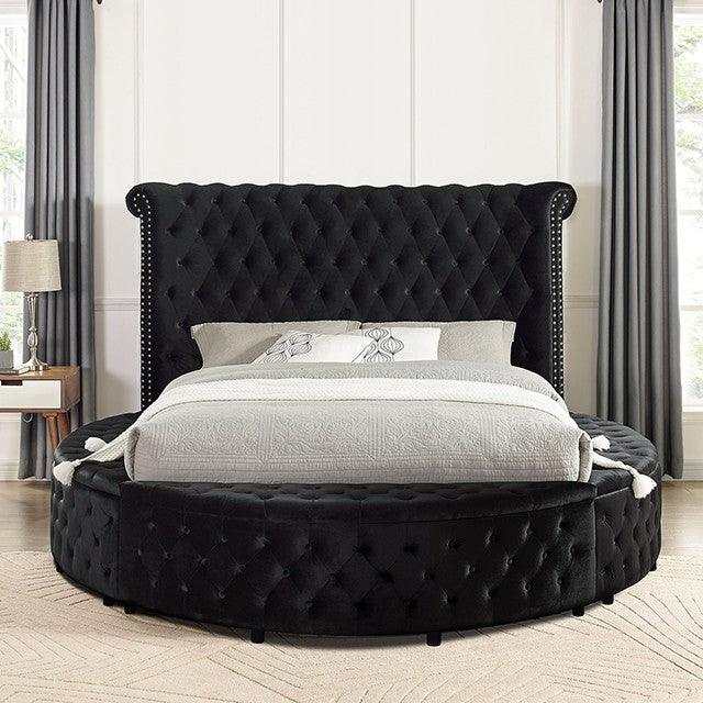 Sansom Black Eastern King Storage Bed - Ornate Home