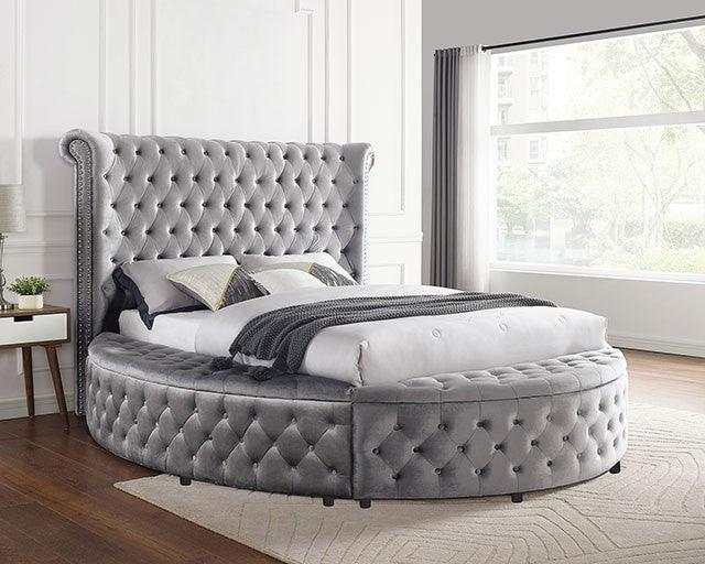 Sansom Gray Eastern King Storage Bed - Ornate Home