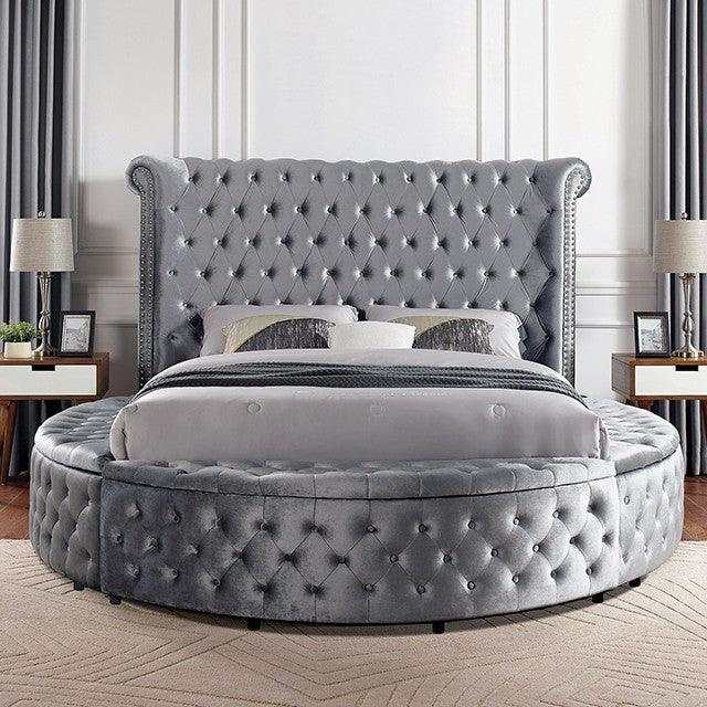 Sansom Gray Eastern King Storage Bed - Ornate Home