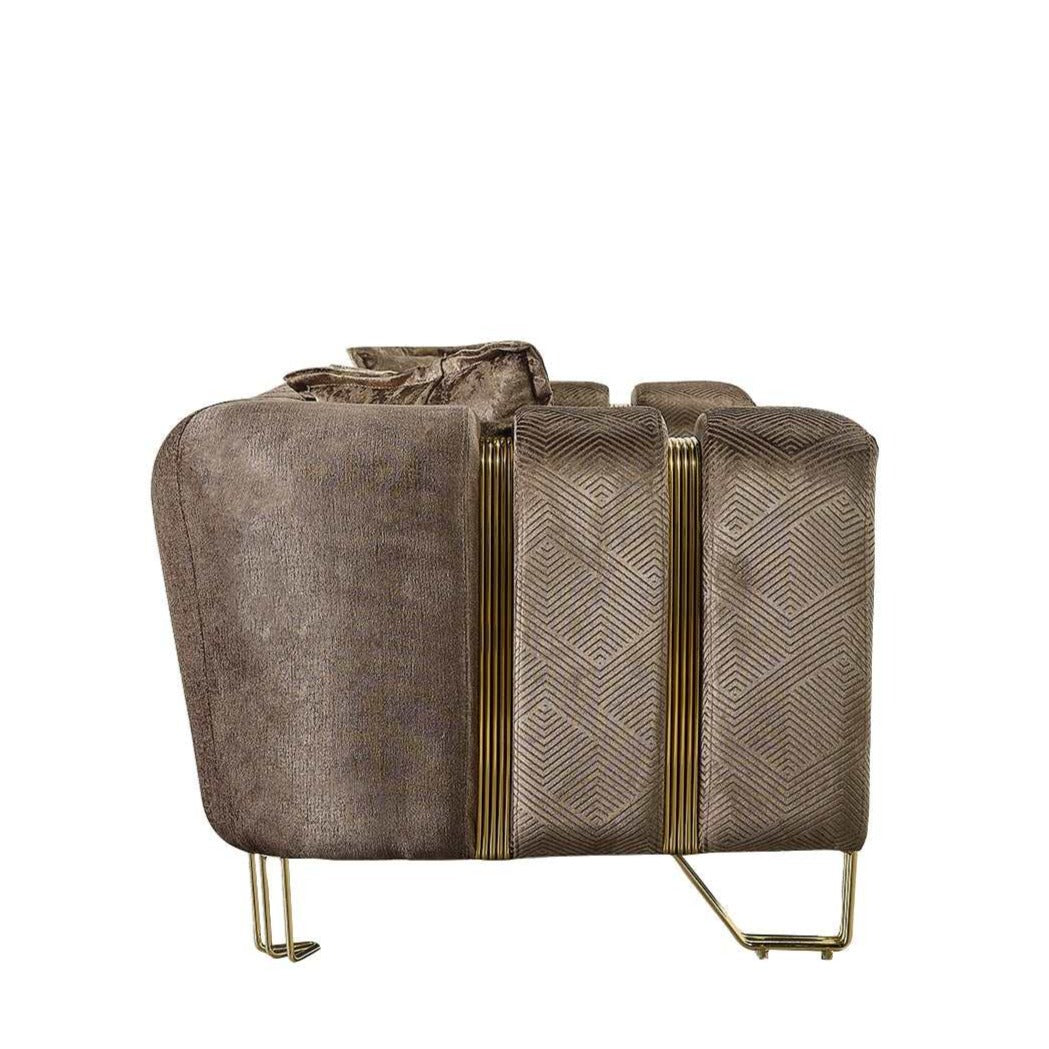 Santana Coffee Velvet Sofa & Loveseat / 2pc - Ornate Home