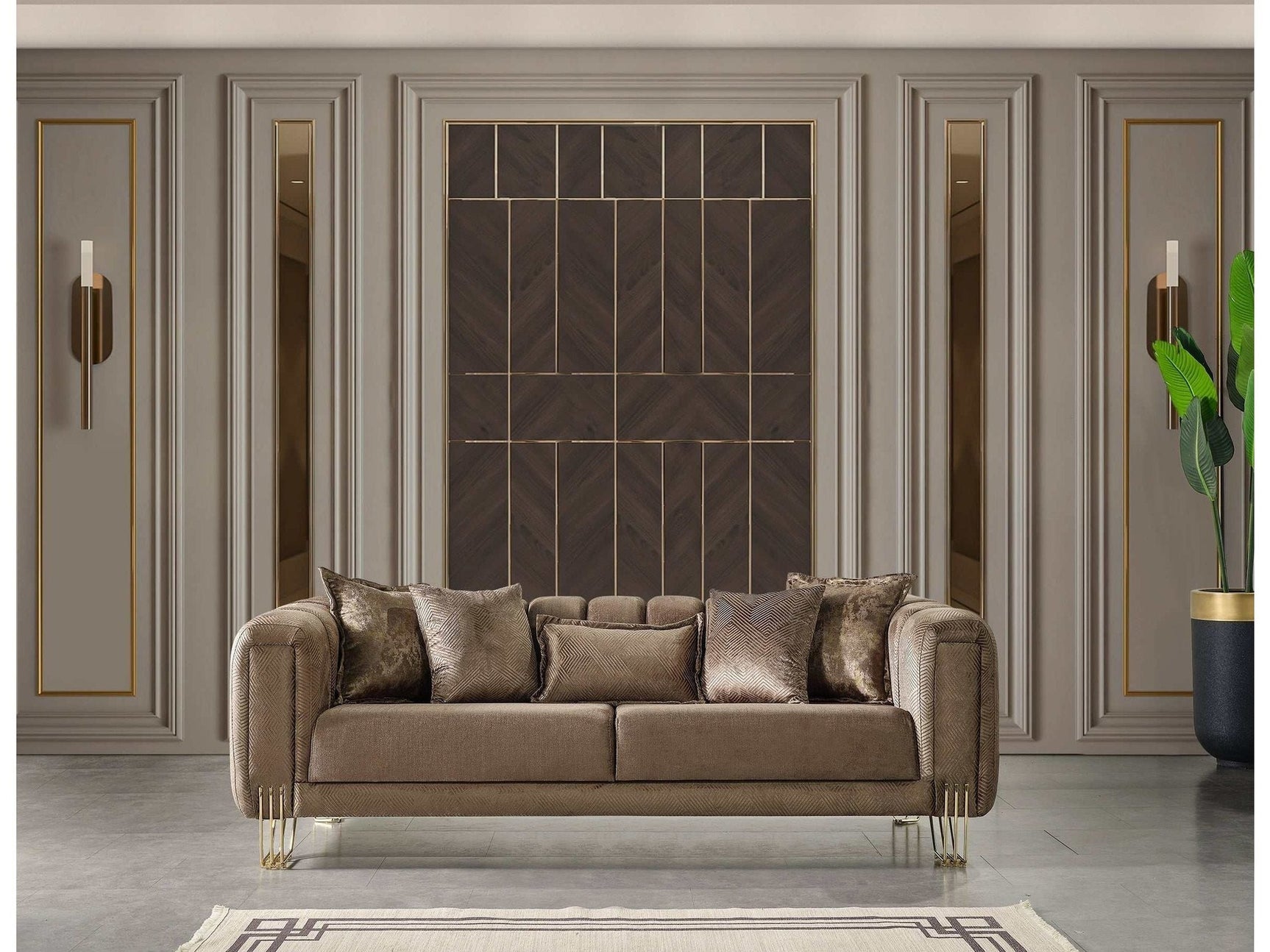 Santana Coffee Velvet Sofa - Ornate Home