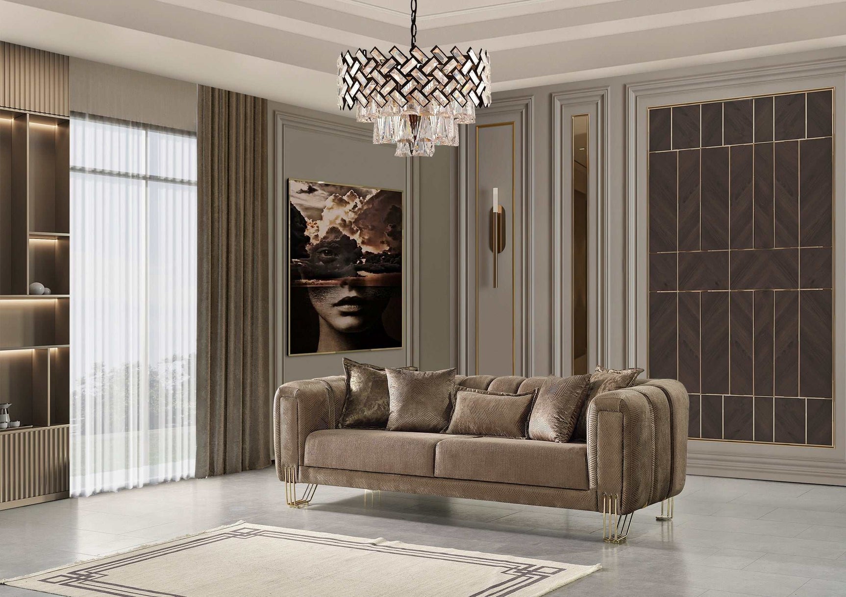 Santana Coffee Velvet Sofa - Ornate Home