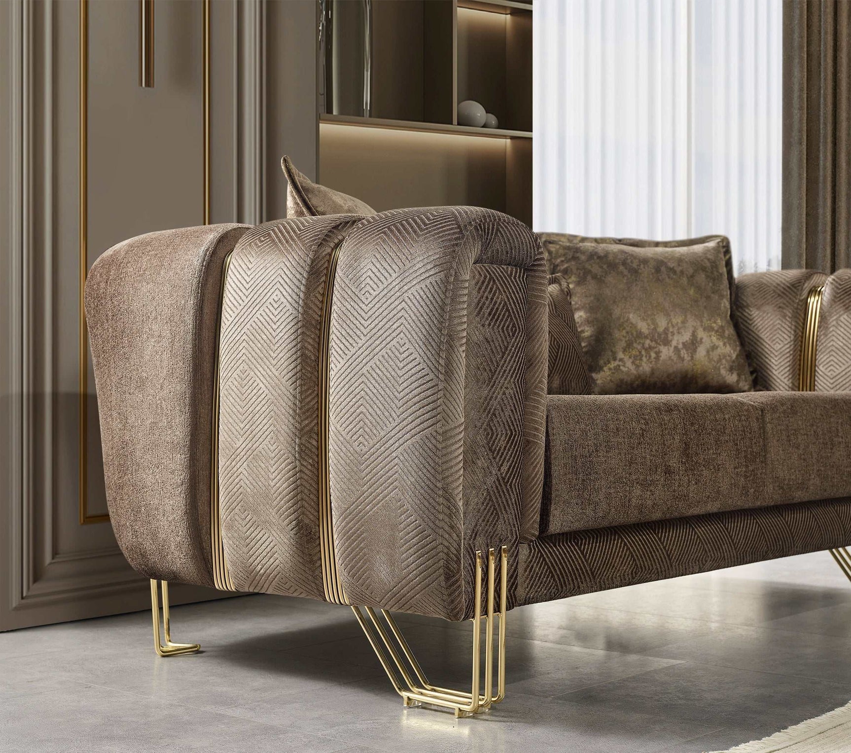 Santana Coffee Velvet Sofa - Ornate Home