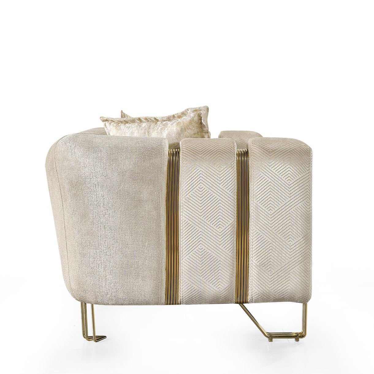 Santana Ivory Velvet Sofa & Loveseat / 2pc - Ornate Home