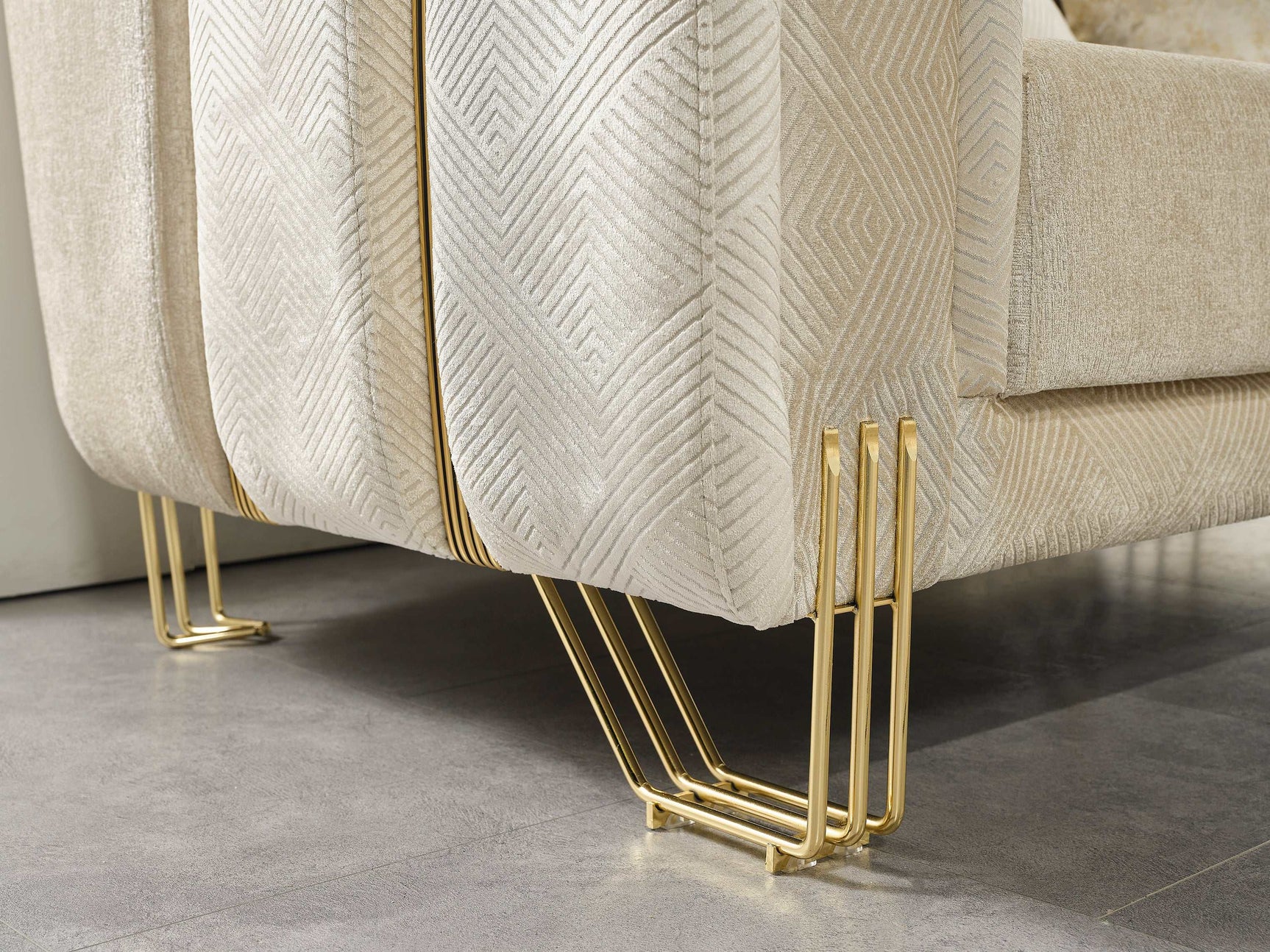 Santana Ivory Velvet Sofa & Loveseat / 2pc - Ornate Home