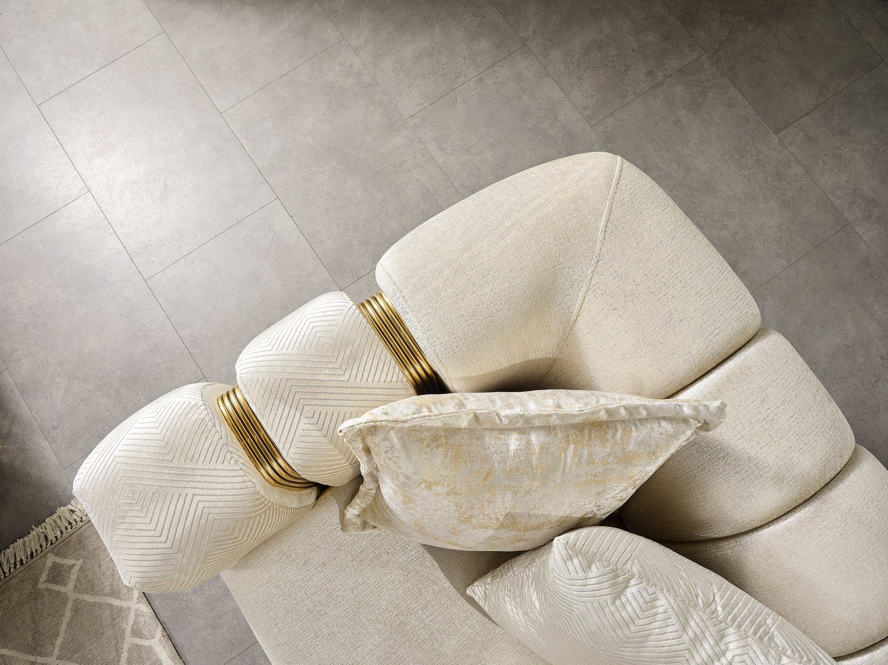 Santana Ivory Velvet Sofa & Loveseat / 2pc - Ornate Home