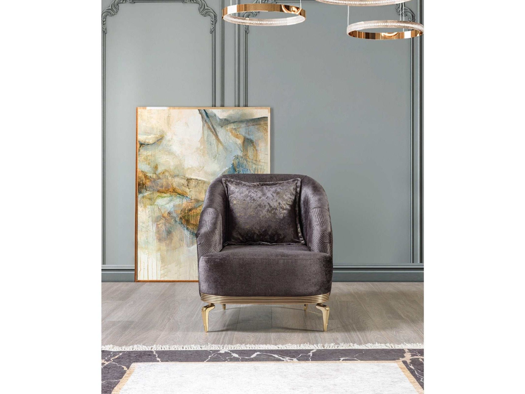 Santana Smoke Velvet Chair - Ornate Home