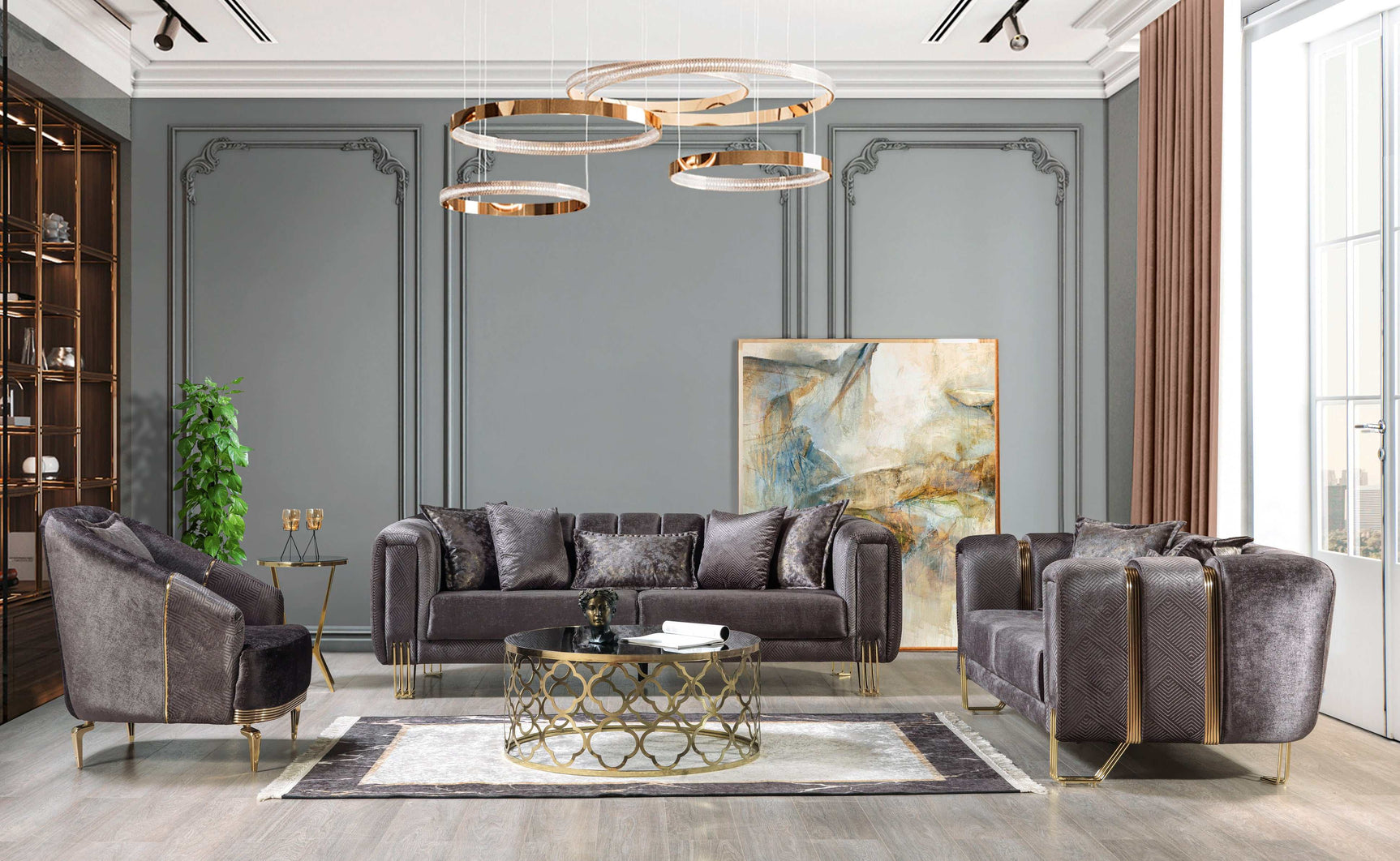 Santana Smoke Velvet Chair - Ornate Home