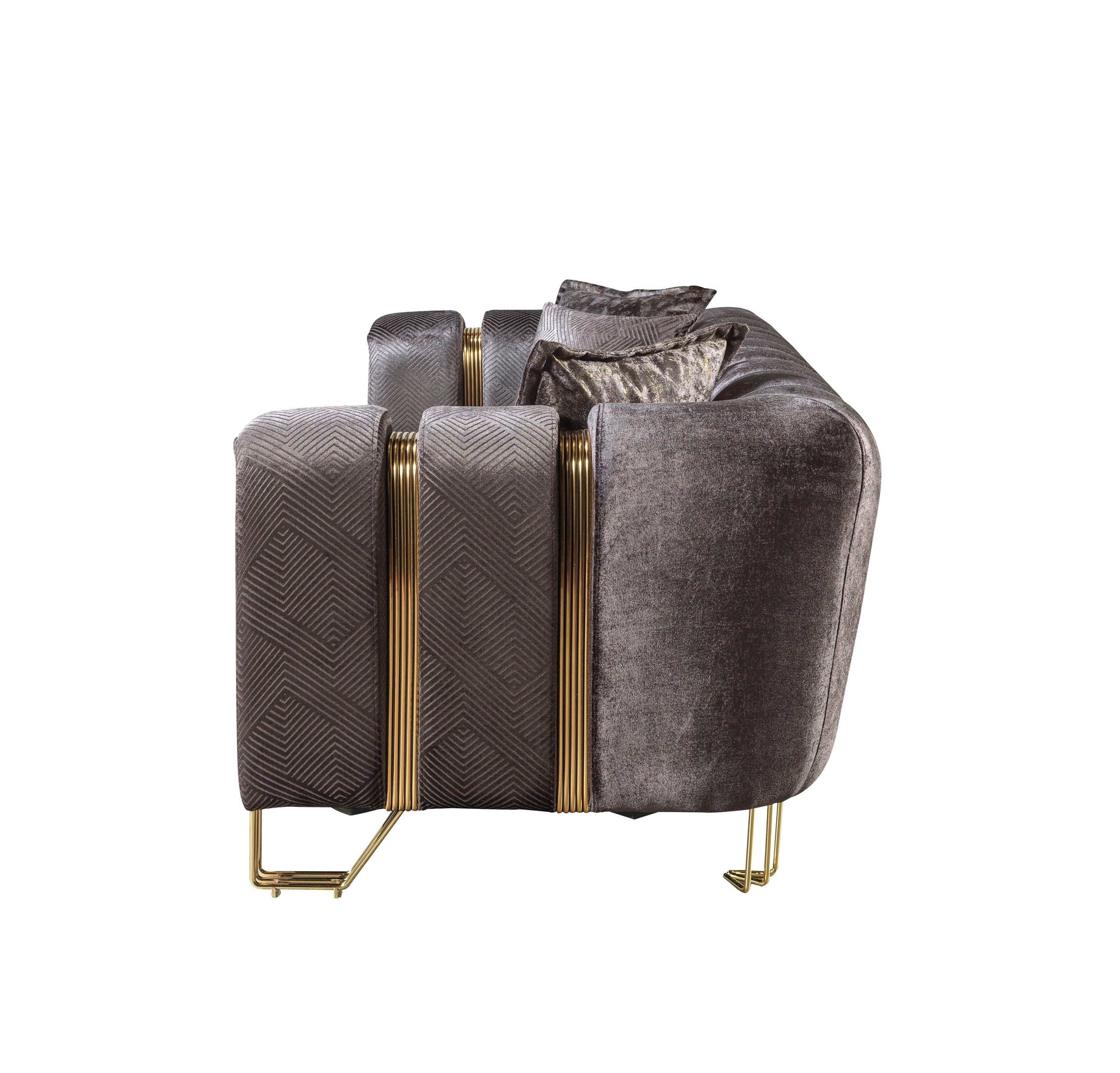 Santana Smoke Velvet Sofa & Loveseat / 2pc - Ornate Home