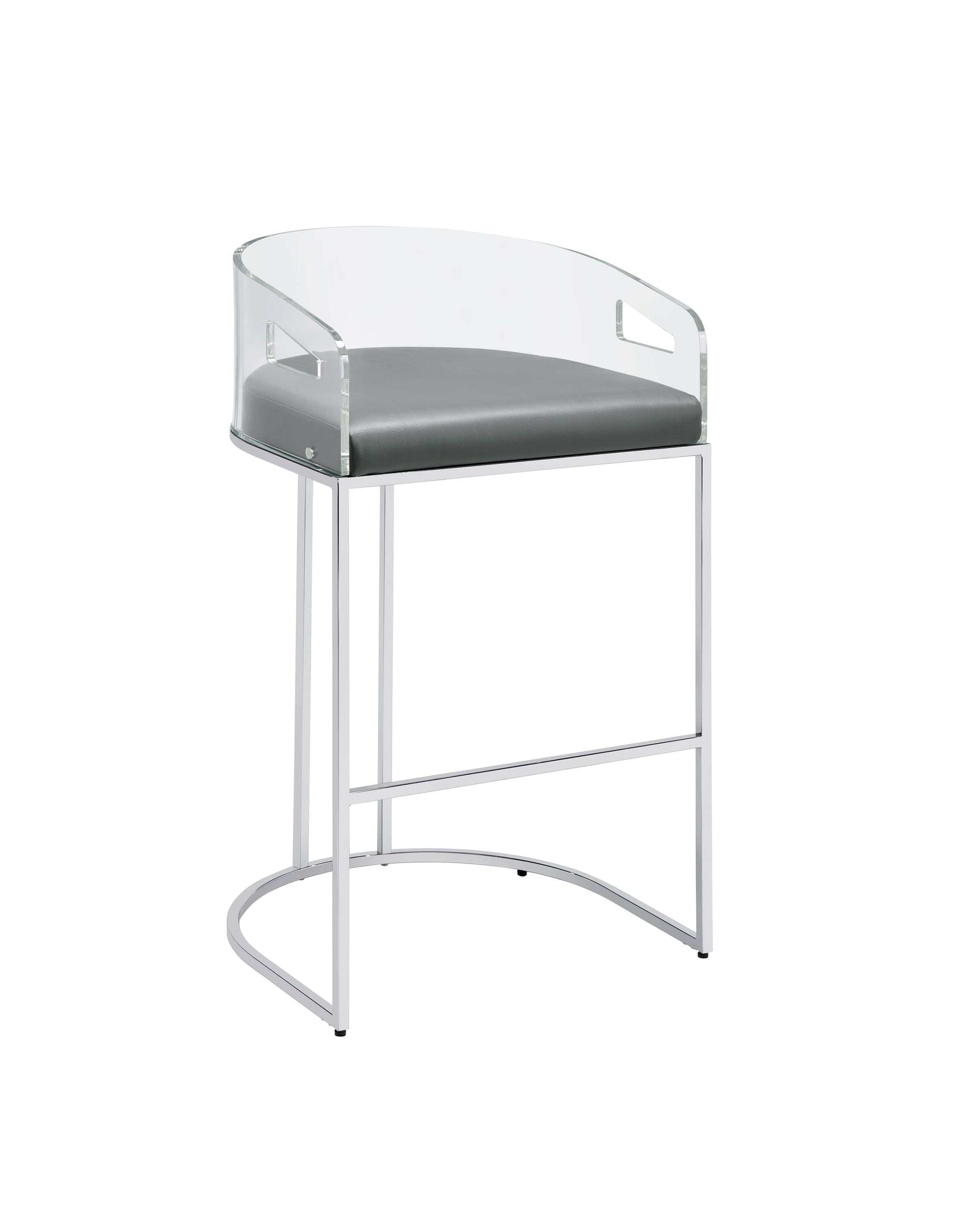 Sarina Grey & Chrome Bar Stools (Set Of 2) - Ornate Home