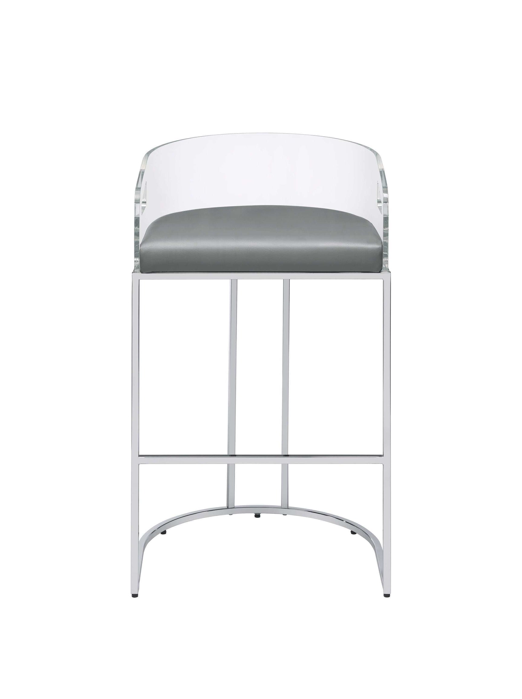Sarina Grey & Chrome Bar Stools (Set Of 2) - Ornate Home
