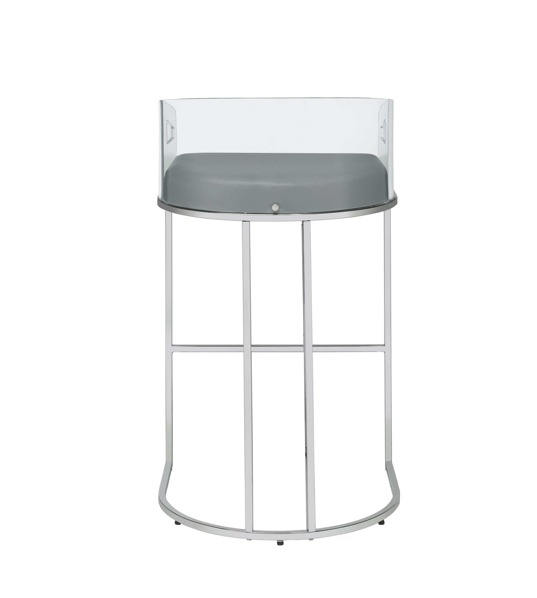 Sarina Grey & Chrome Bar Stools (Set Of 2) - Ornate Home