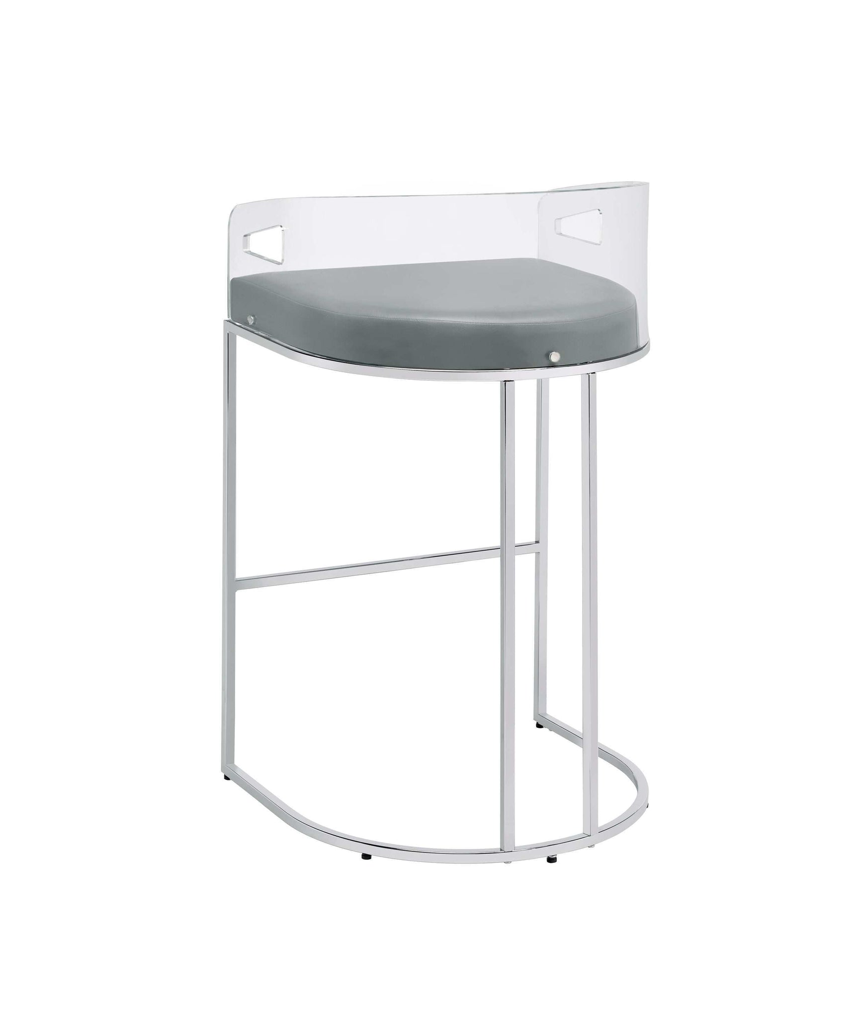Sarina Grey & Chrome Bar Stools (Set Of 2) - Ornate Home