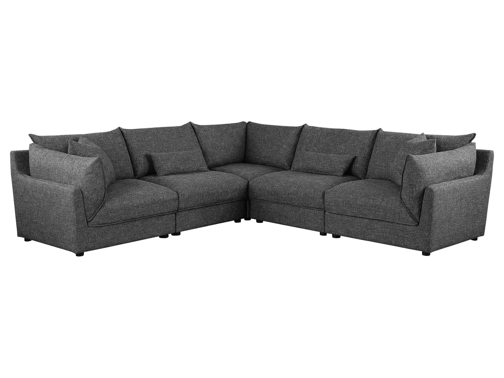 Sasha Barely Black 5 Pc Sectional - Ornate Home