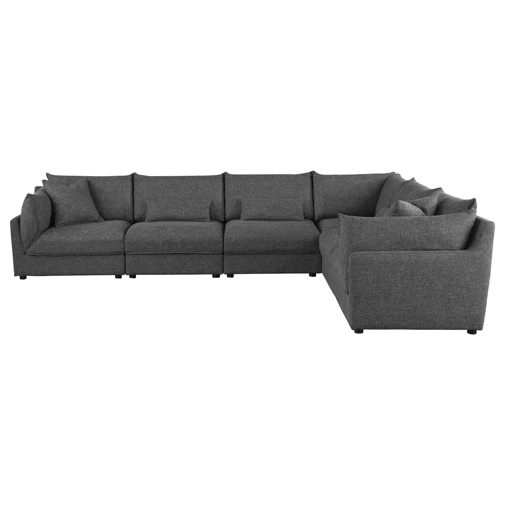 Sasha Barely Black 6 Pc Sectional - Ornate Home
