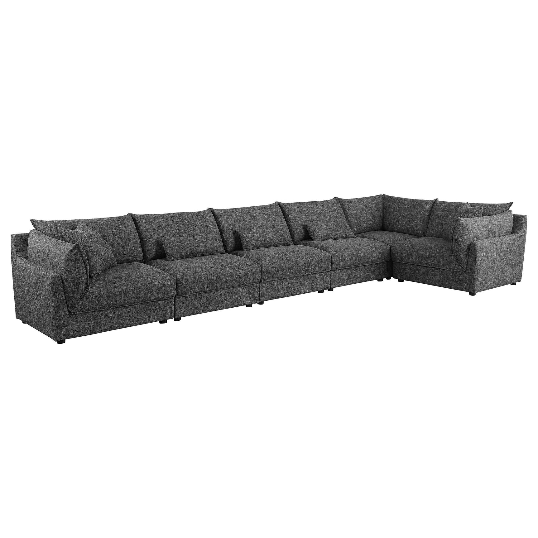 Sasha Barely Black 6 Pc Sectional - Ornate Home