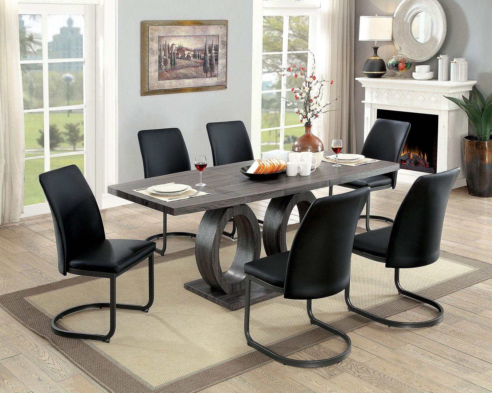 Saskia Dark Gray & Black Dining Chair (Set of 2) - Ornate Home