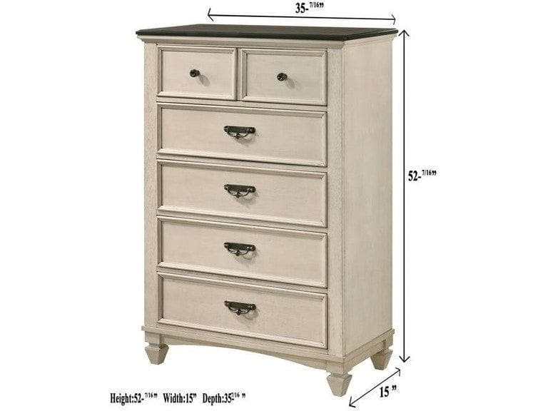 Sawyer Antique White/Brown Chest - Ornate Home