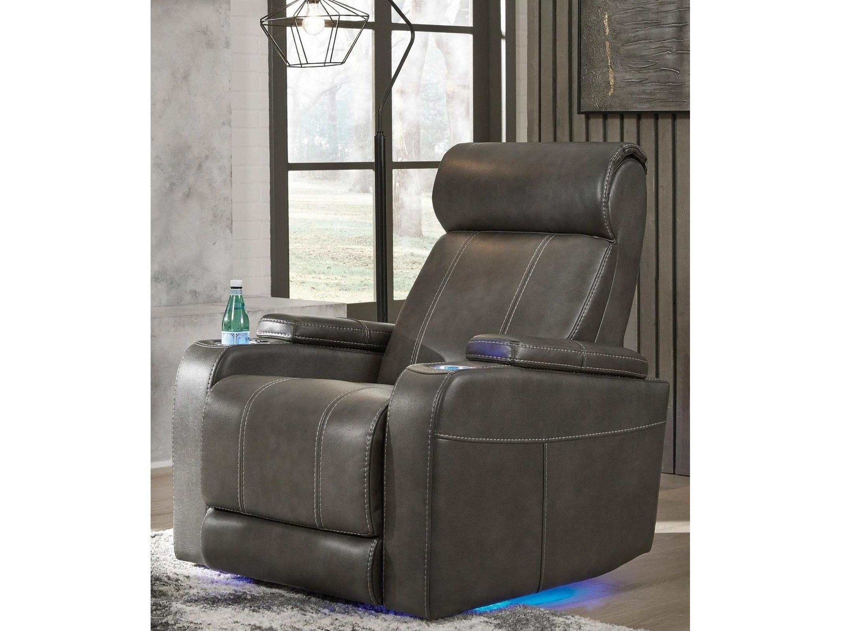 Screen Time Graphite Power Recliner w/ LED - Ornate Home