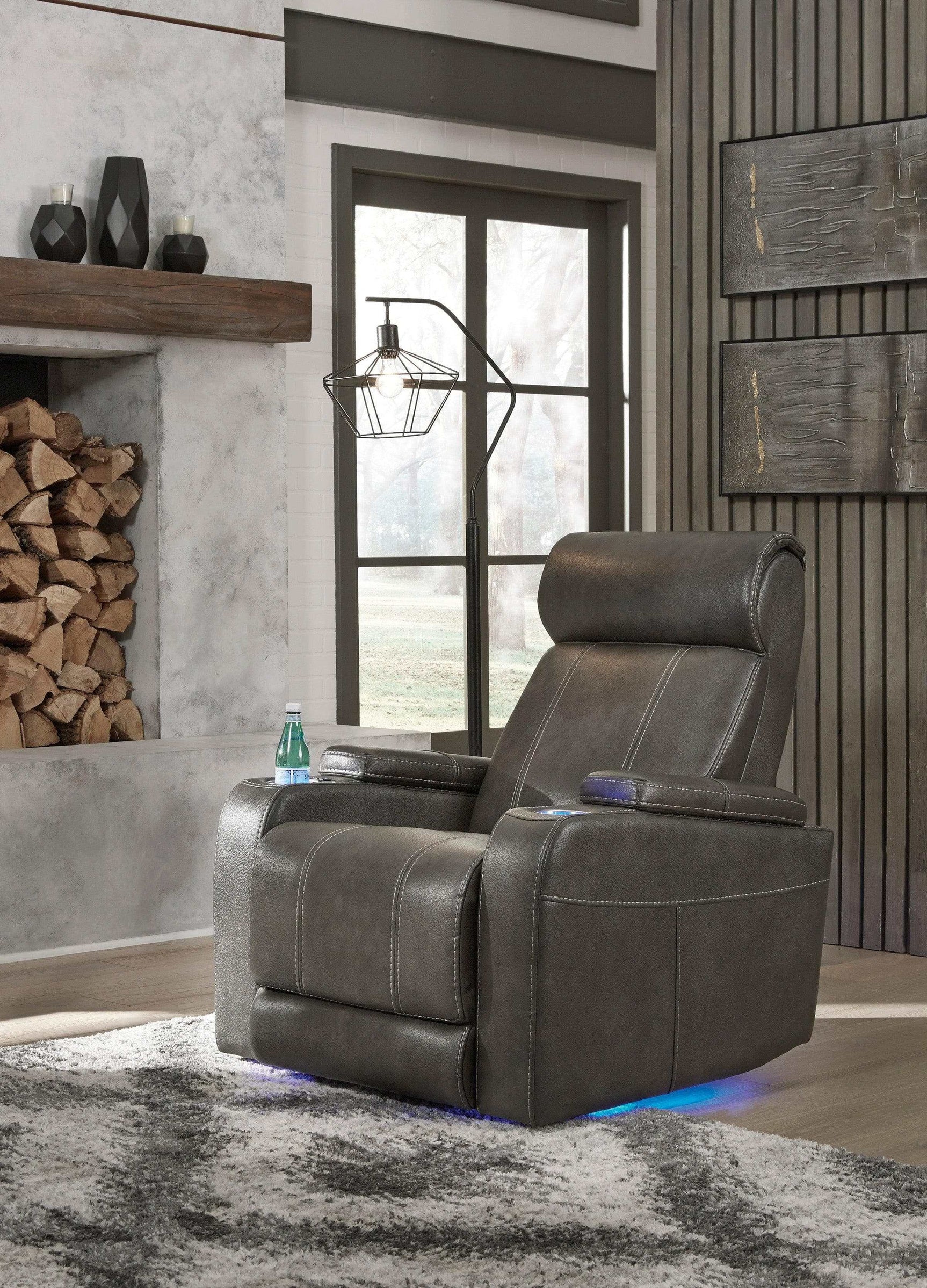 Screen Time Graphite Power Recliner w/ LED - Ornate Home