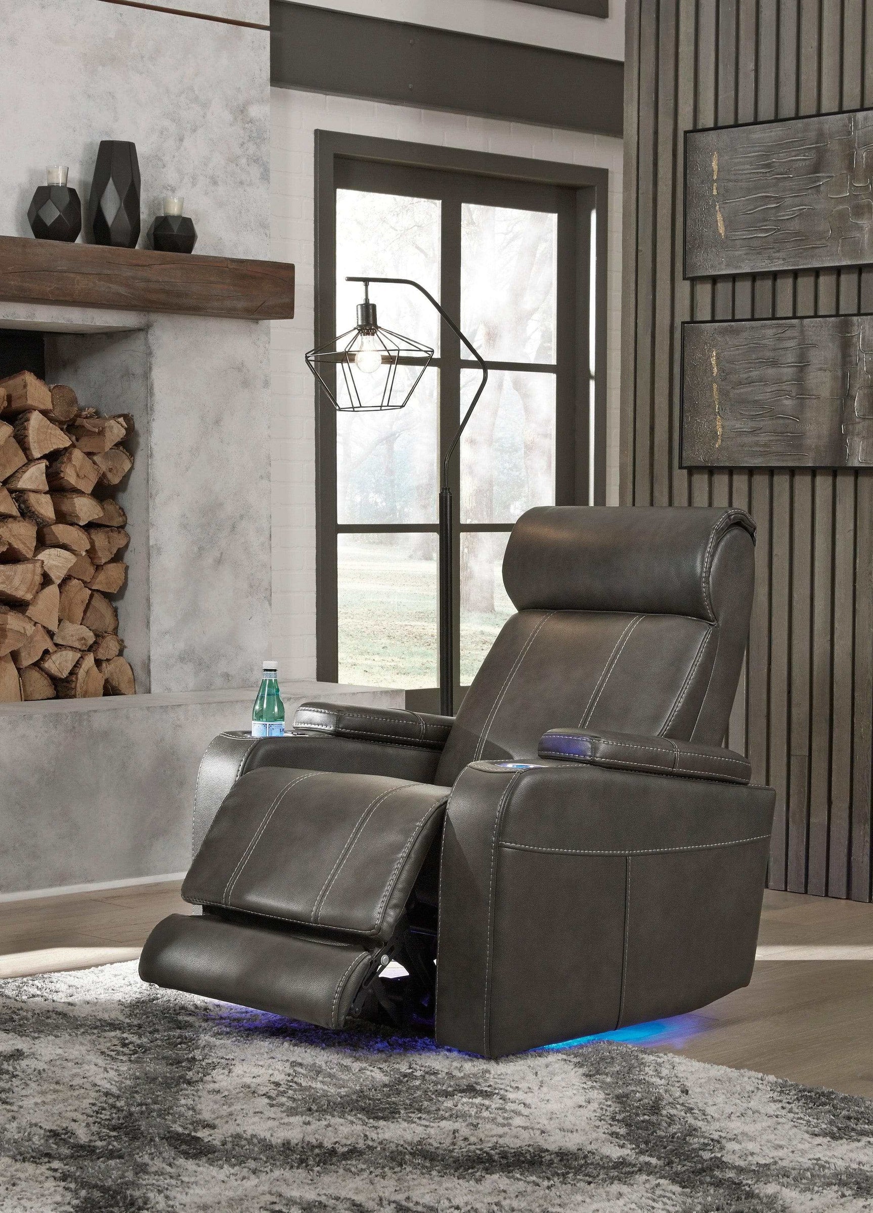 Screen Time Graphite Power Recliner w/ LED - Ornate Home