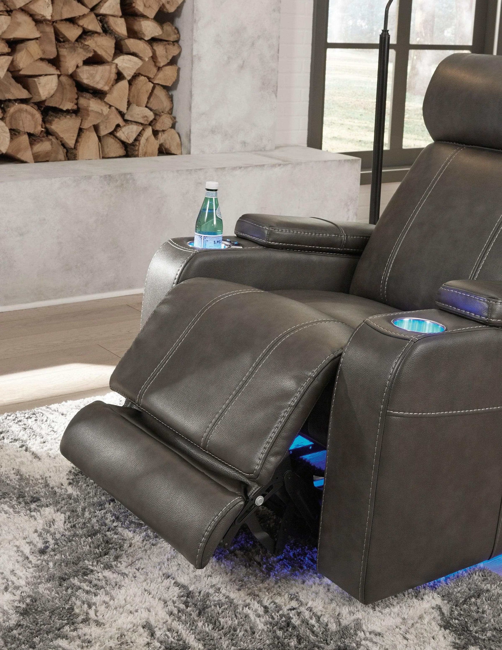 Screen Time Graphite Power Recliner w/ LED - Ornate Home