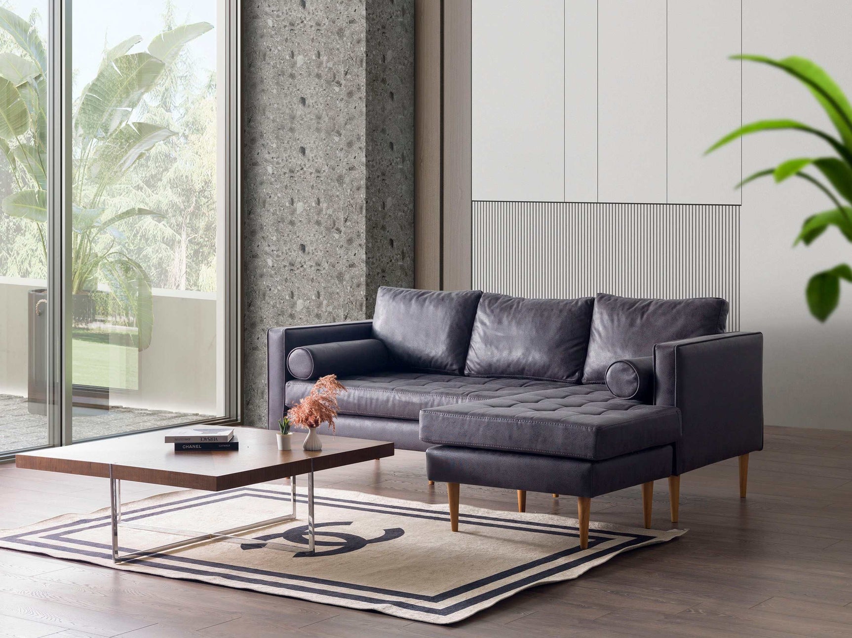 Seattle Dark Gray Reversible L Shape Sofa - Ornate Home