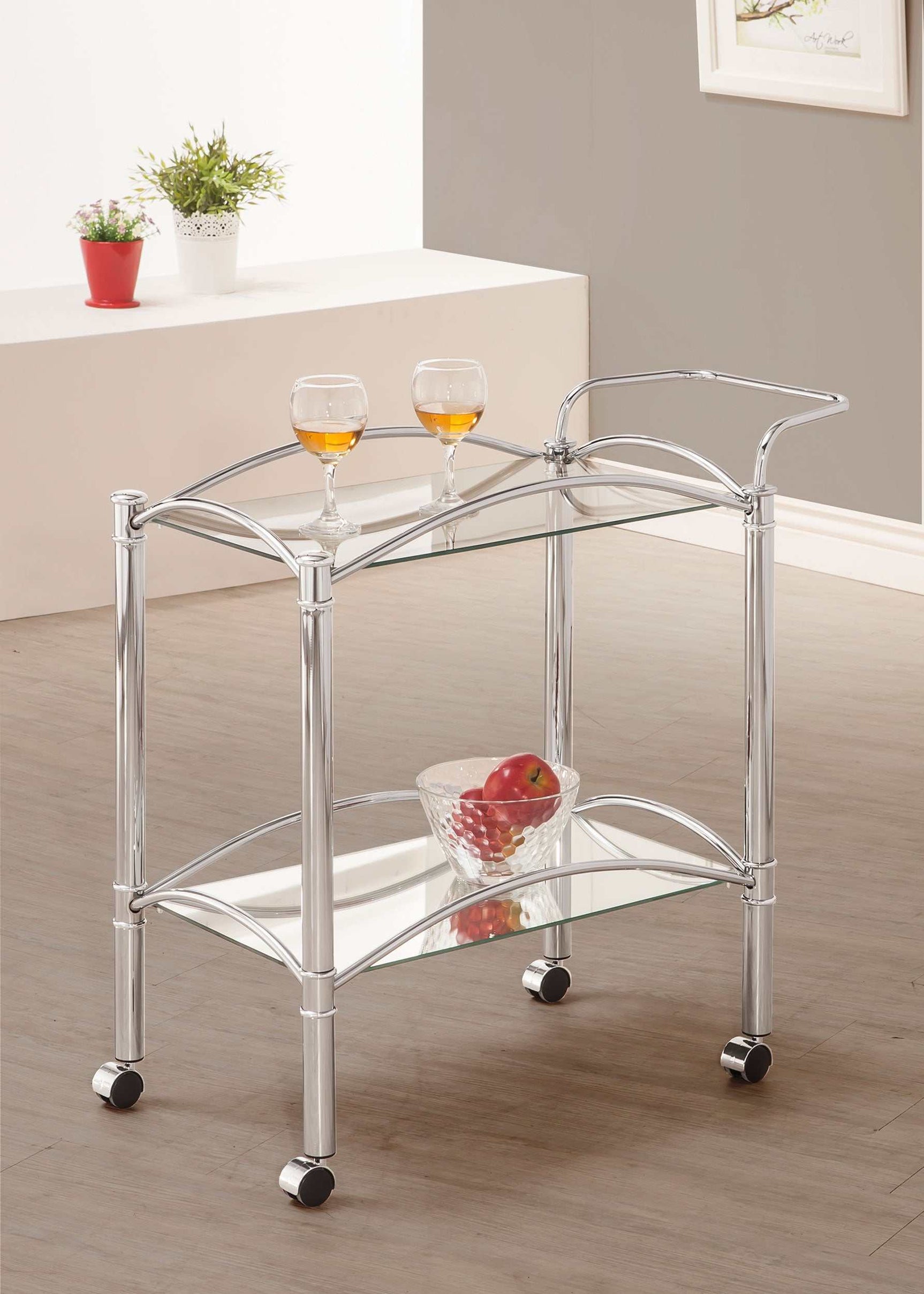Shadix Chrome Bar Cart - Ornate Home