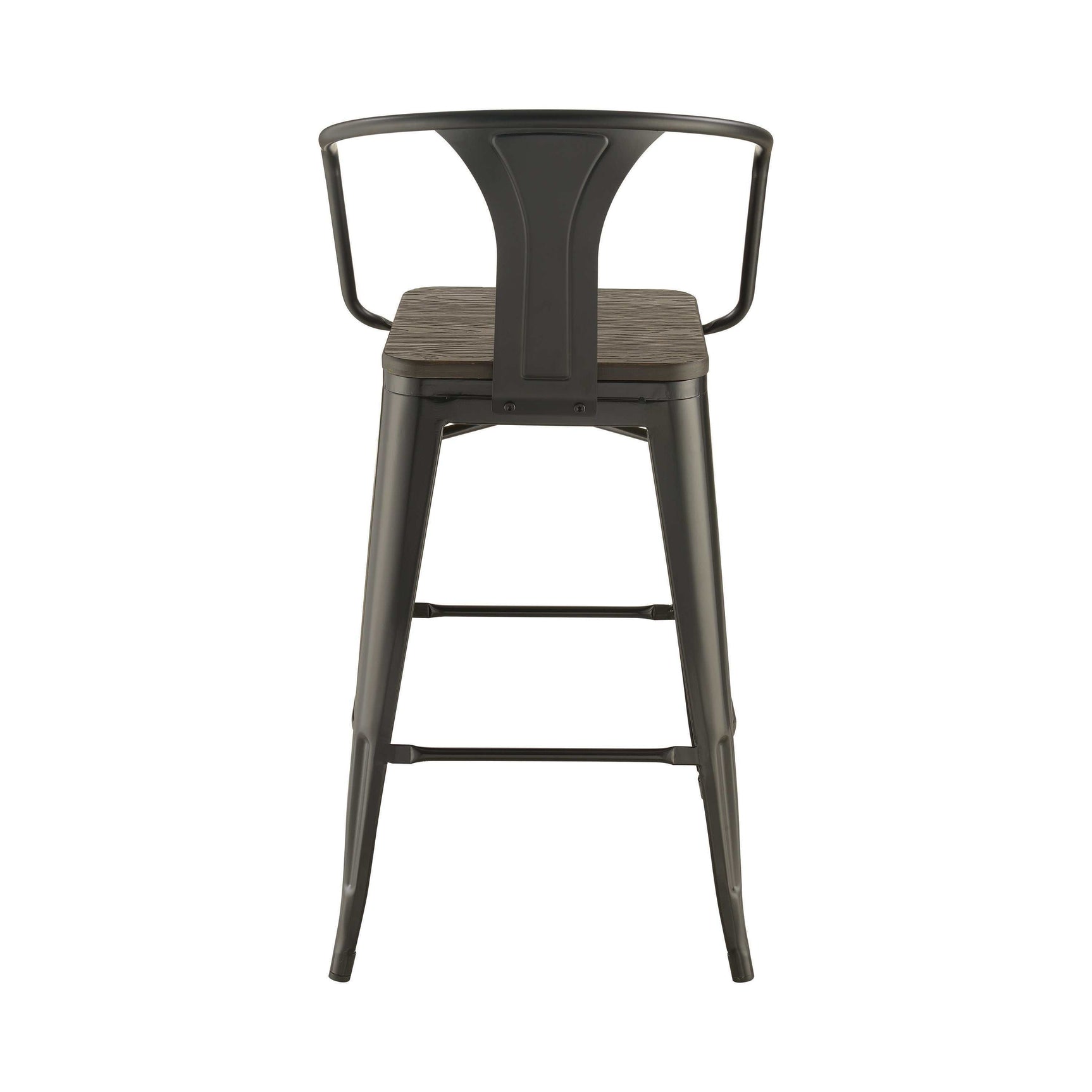 Shahza Dark Elm & Matte Black Bar Stools (Set Of 2) - Ornate Home