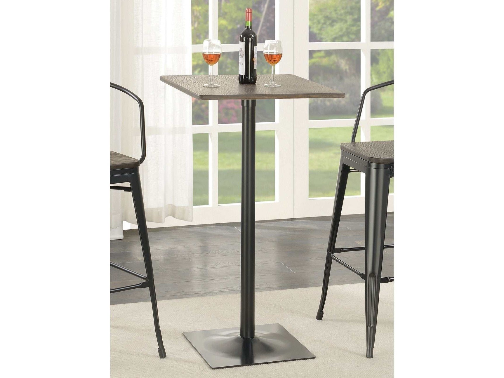 Shahza Dark Elm & Matte Black Square Bar Table - Ornate Home