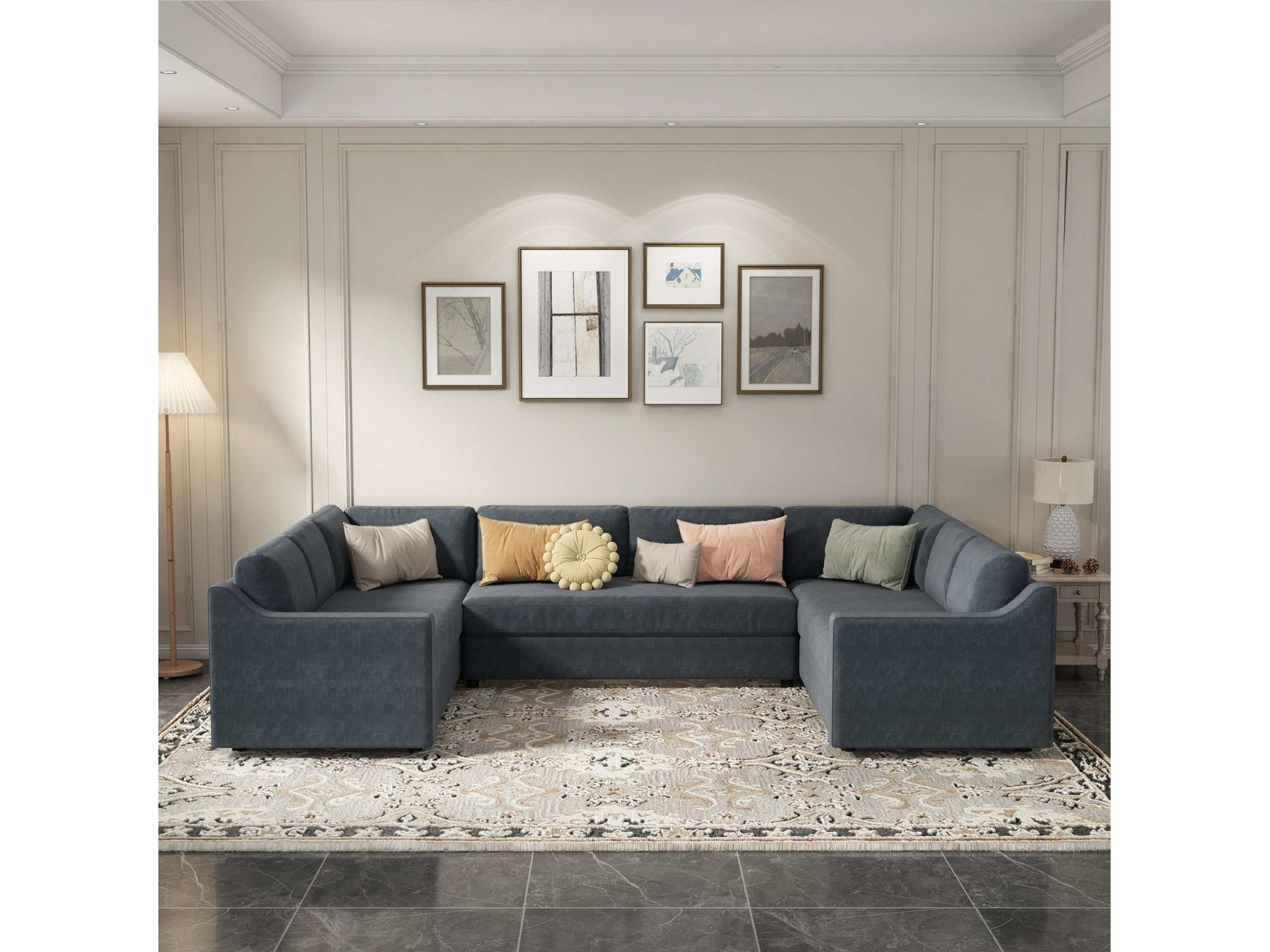 Shasta 3 Pieces Large Sectional Sofa Gray - Ornate Home