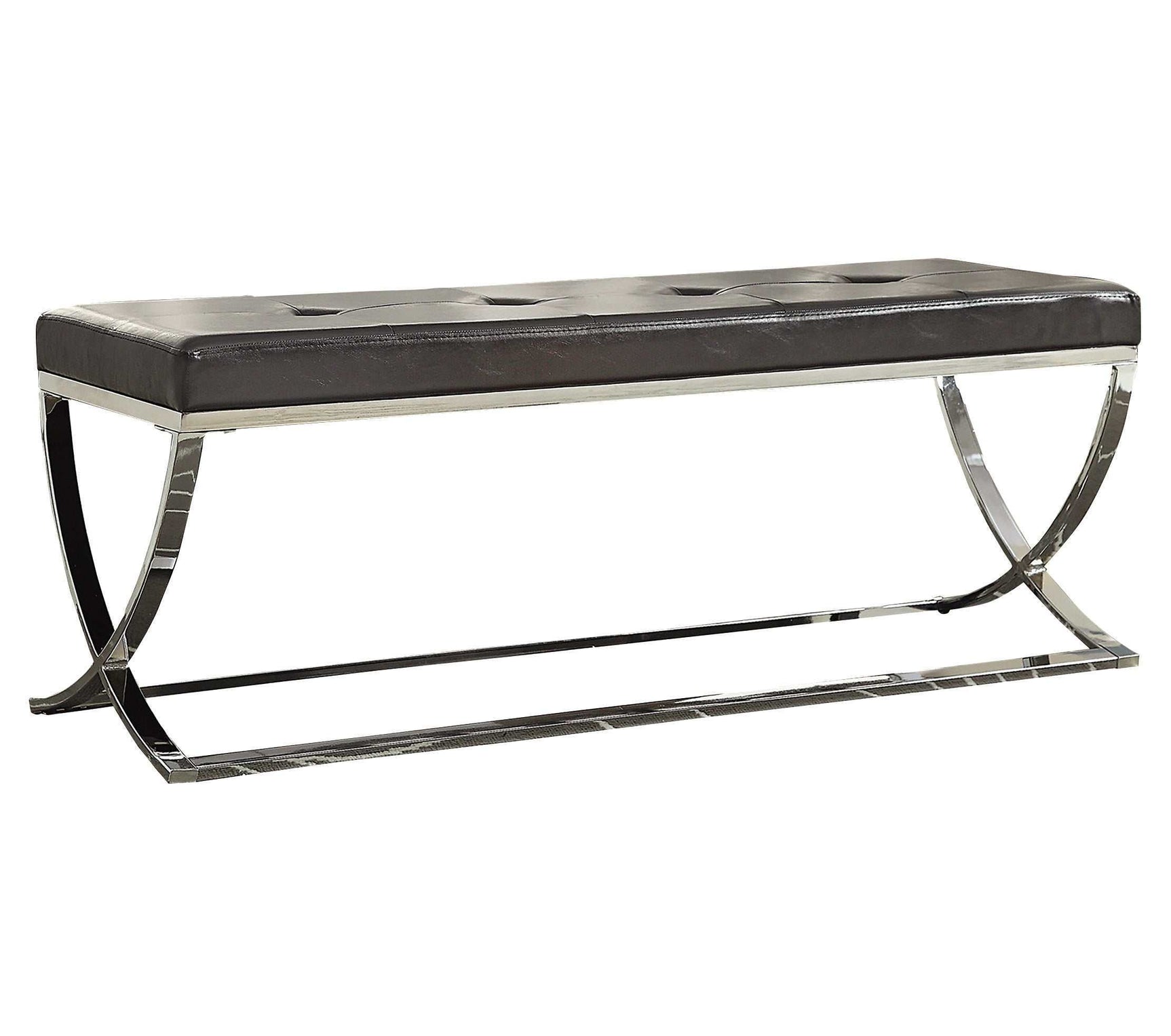 Shau Black & Chrome Accent Bench - Ornate Home