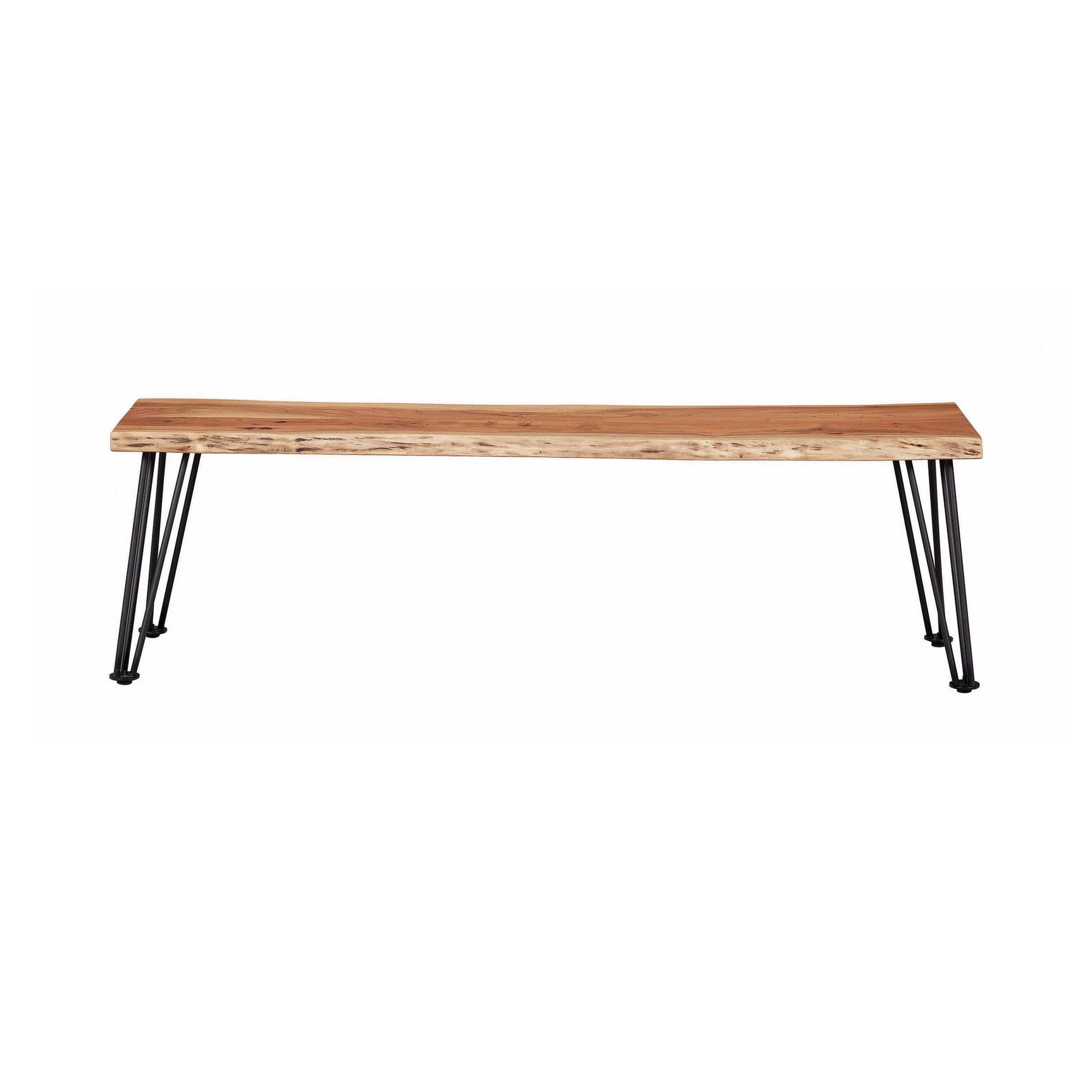 Sherman Natural Acacia & Matte Black Dining Bench - Ornate Home