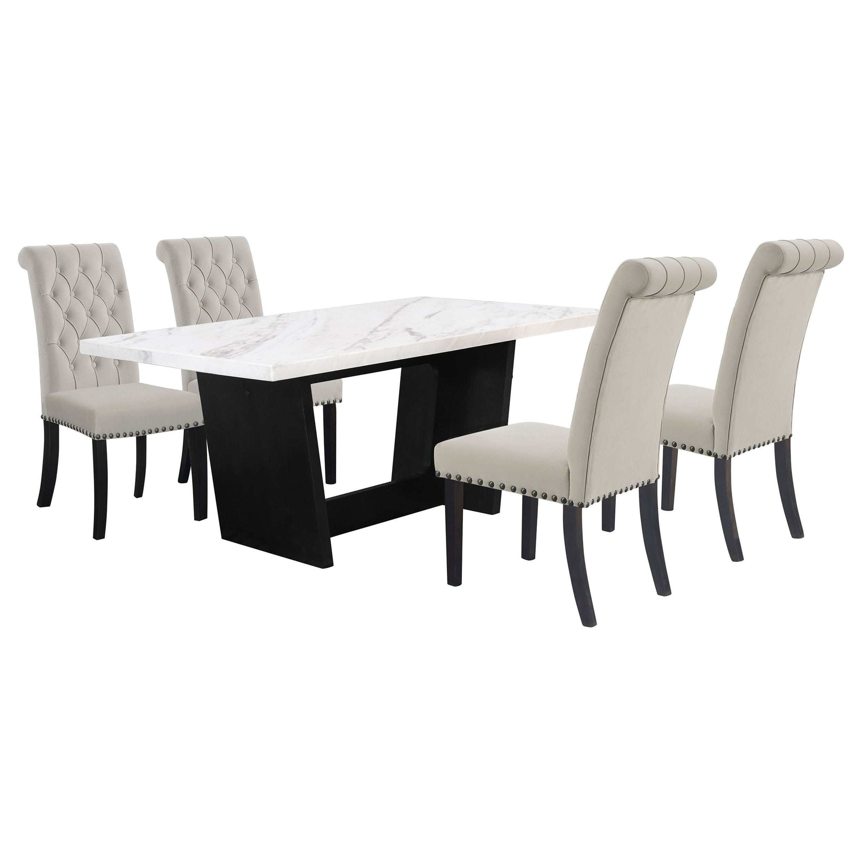 Sherry White Marble / Sand 5 Pc Dining Set - Ornate Home