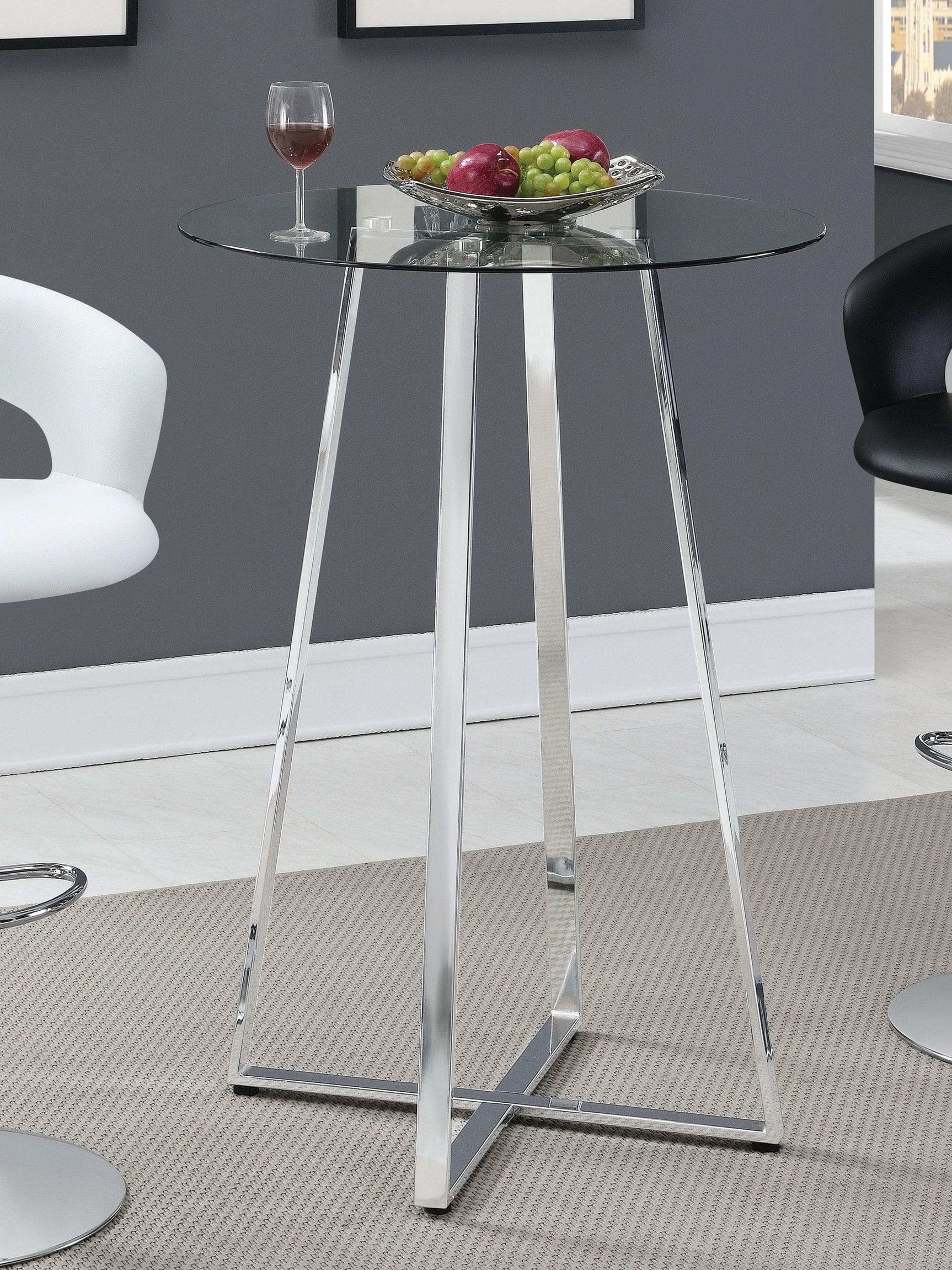 Sinatra Chrome Glass Top Bar Table - Ornate Home