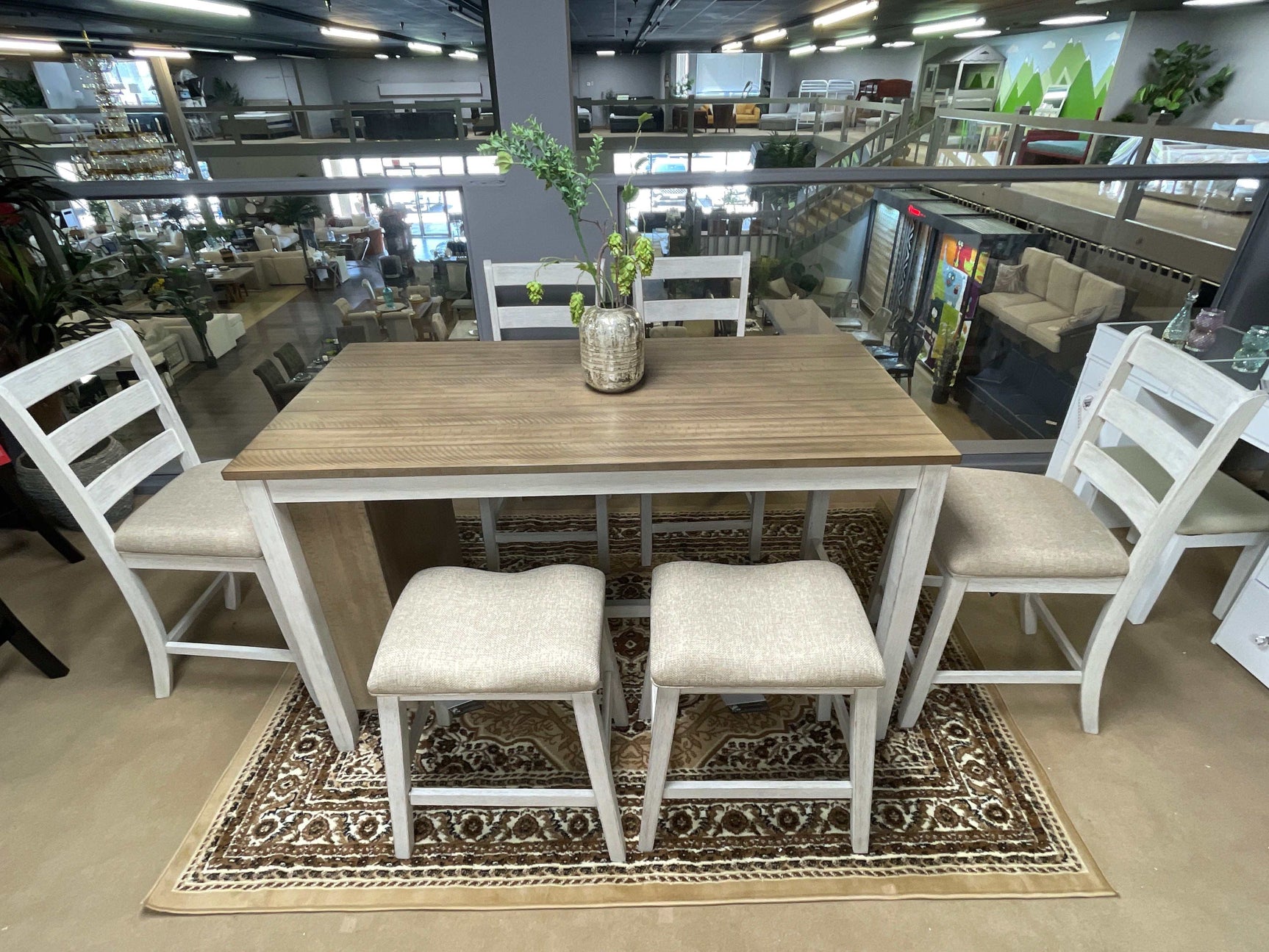 Skempton White/Light Brown Counter Height Dining Room Set / 3pc - Ornate Home