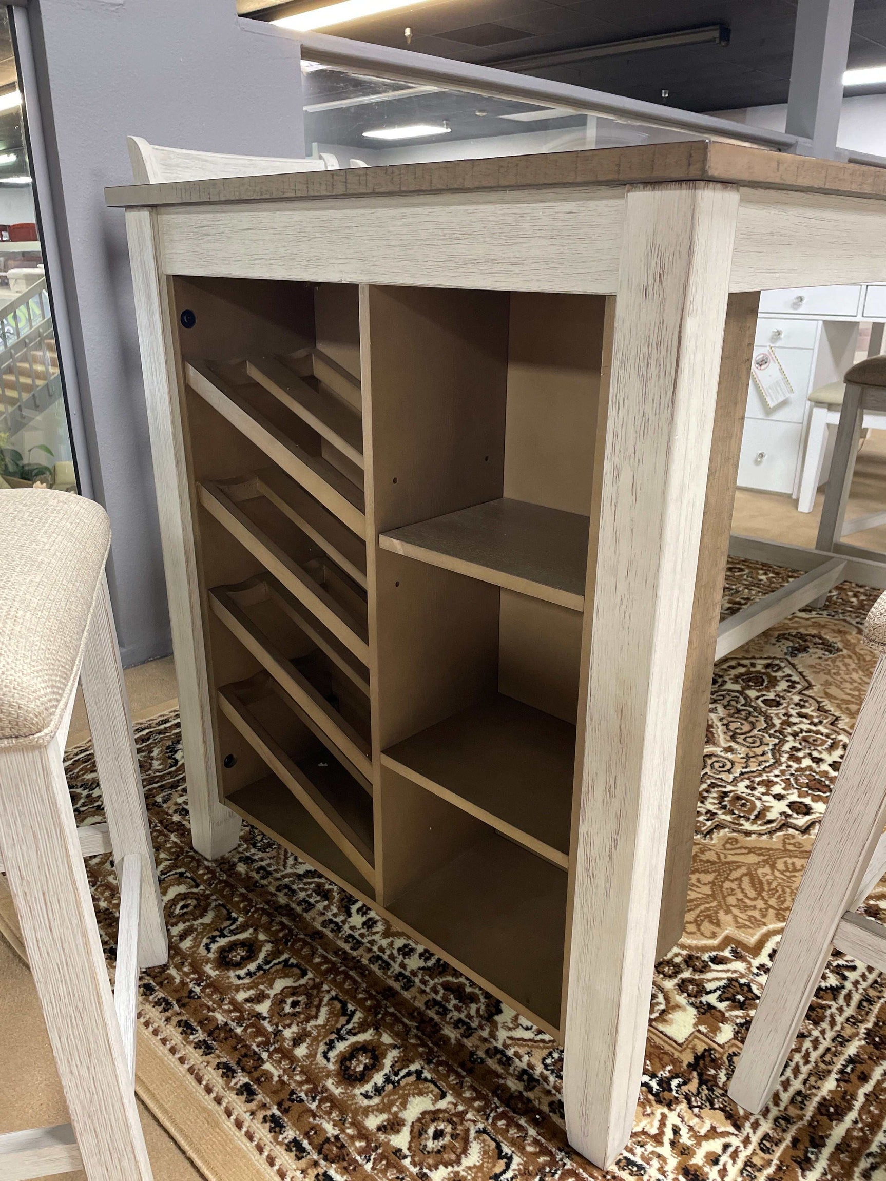 Skempton White/Light Brown Counter Height Dining Room Set / 3pc - Ornate Home