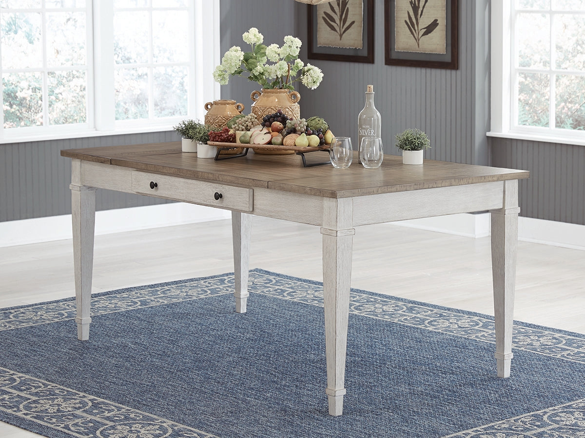 Skempton White/Light Brown Dining Table w/ Storage - Ornate Home