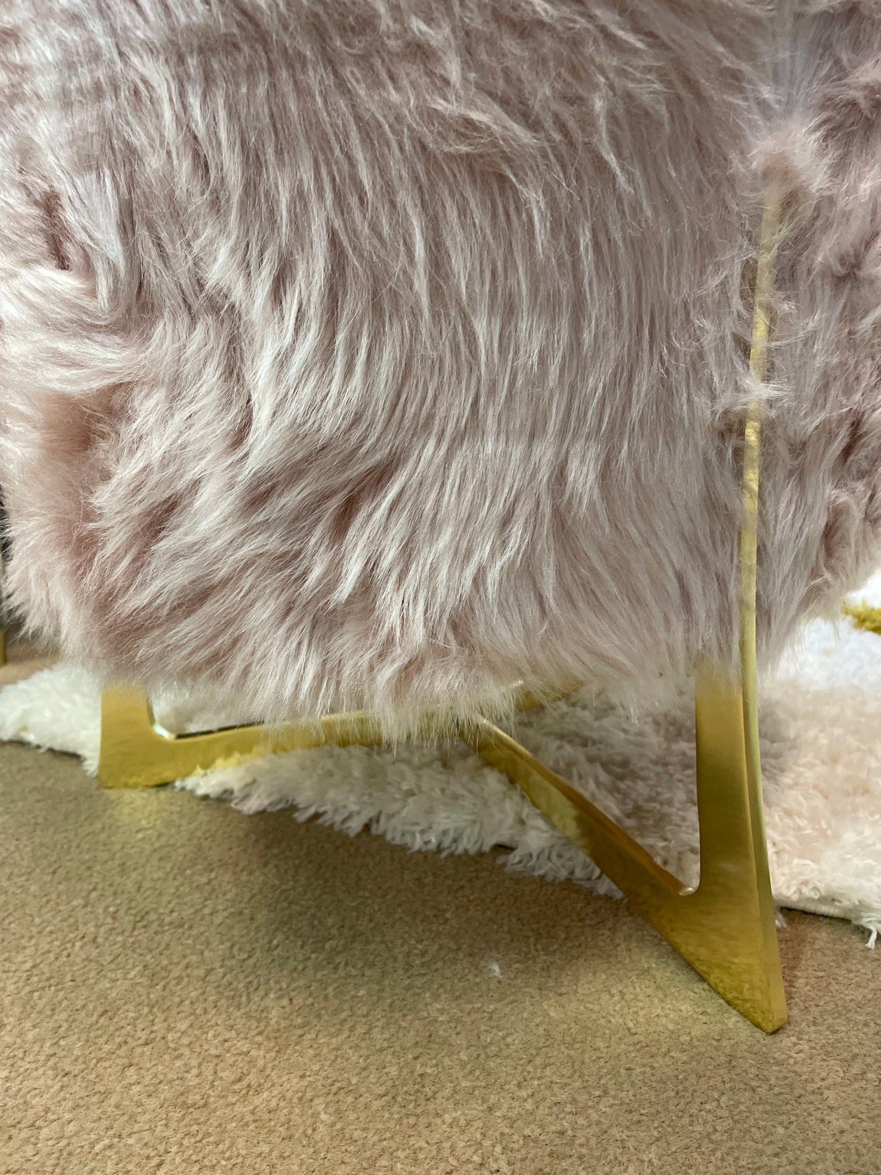 Small Accent Pouf Light Pink & Gold Finish - Ornate Home