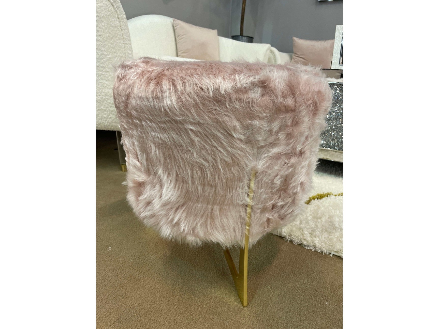 Small Accent Pouf Light Pink & Gold Finish - Ornate Home