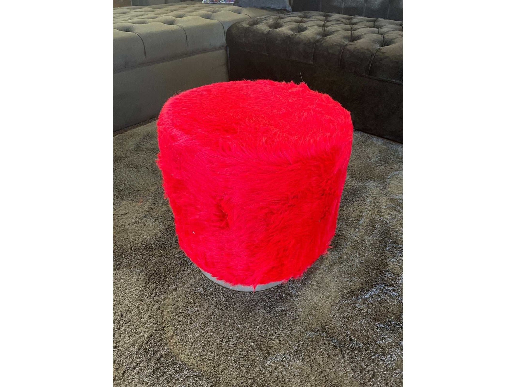 Small Accent Pouf Red - Ornate Home