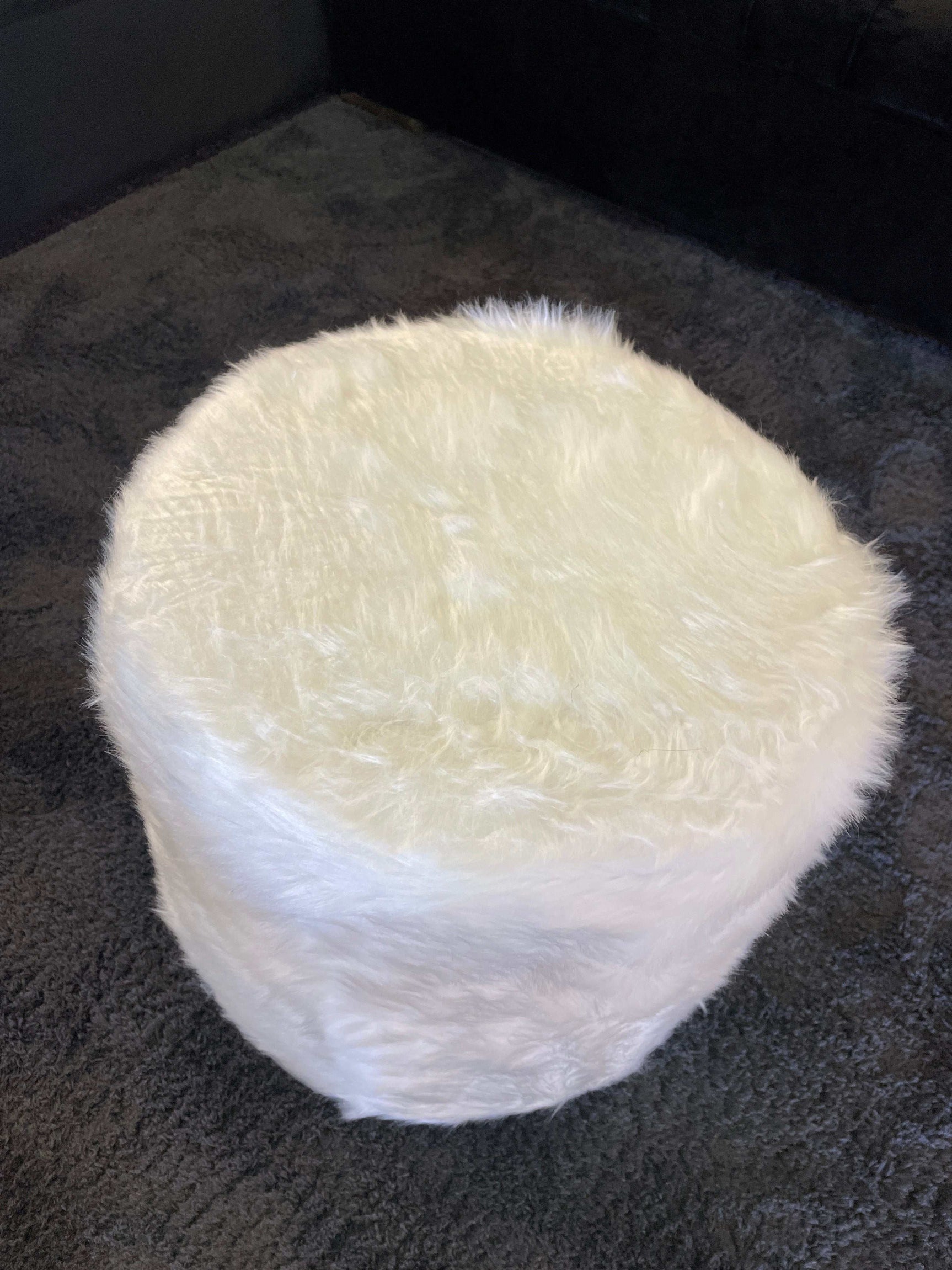 Small Accent Pouf White - Ornate Home