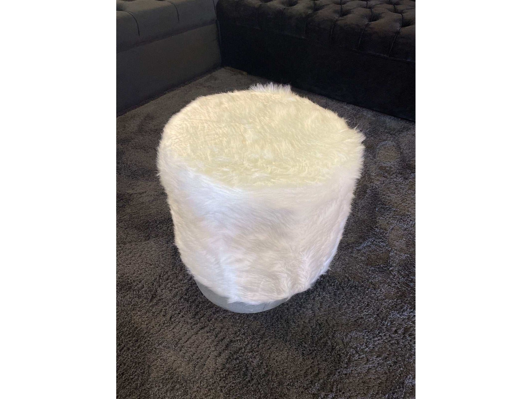 Small Accent Pouf White - Ornate Home