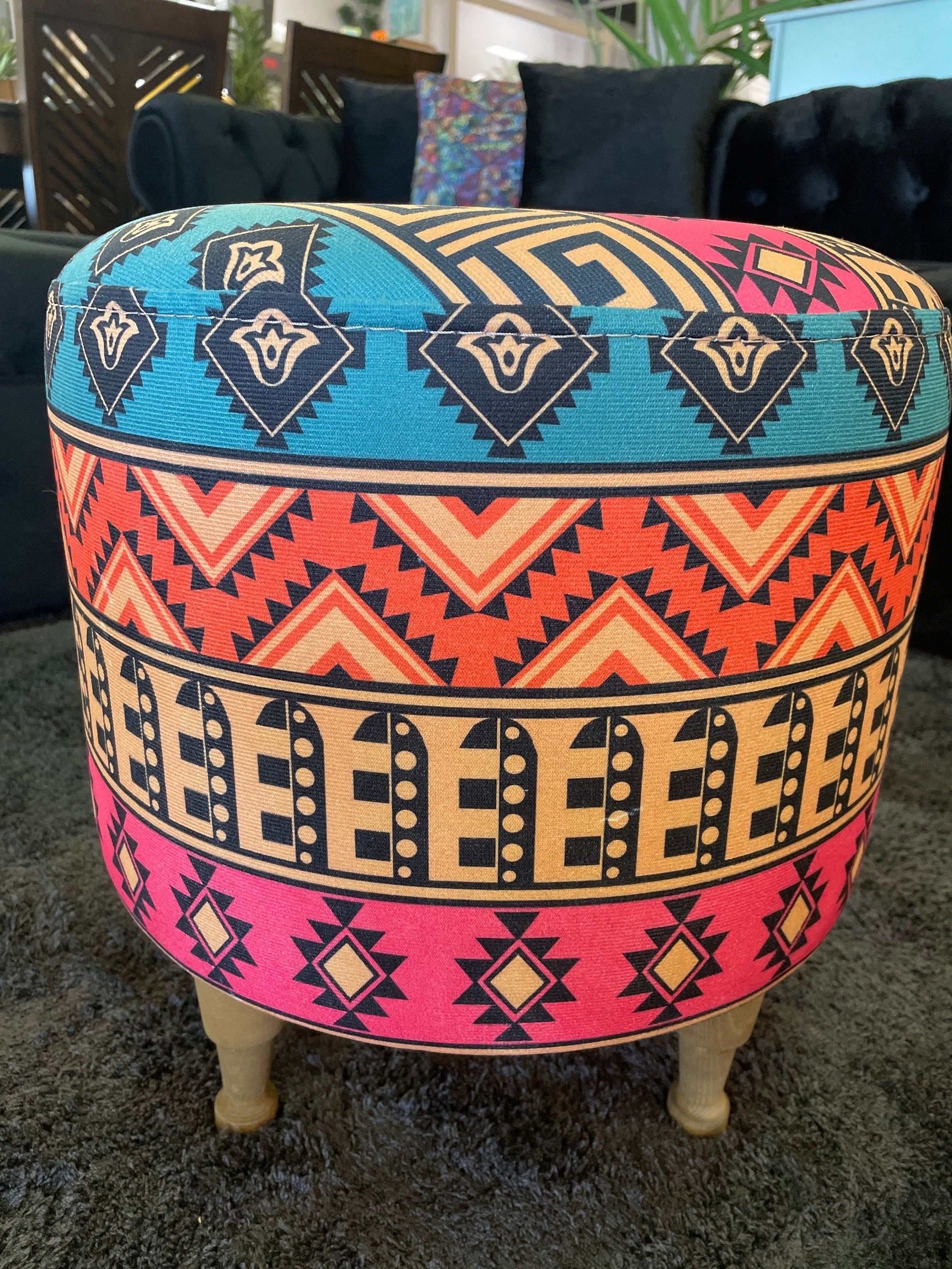 Small Multi Color Accent Pouf - Ornate Home
